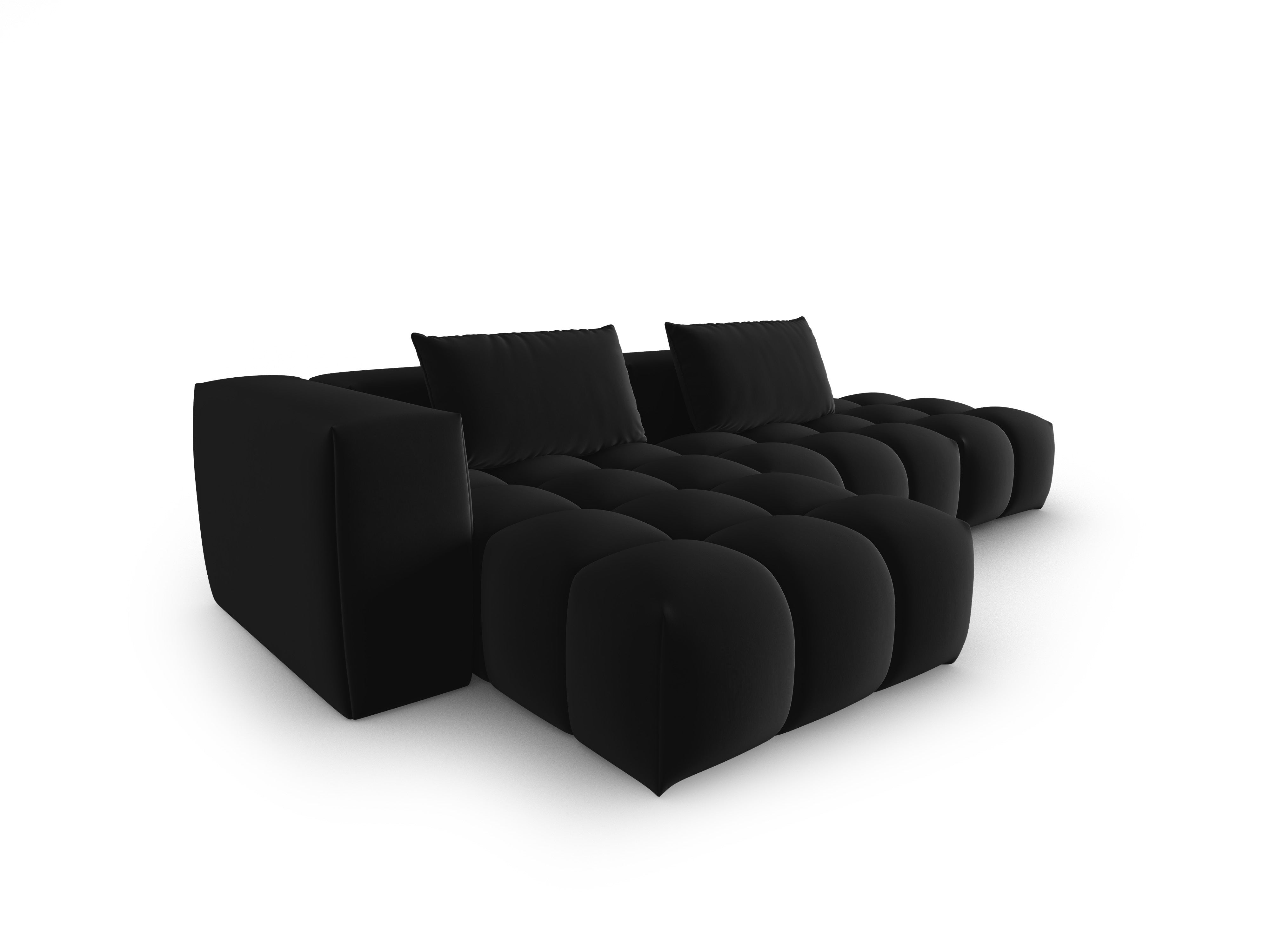 Open left-facing 4-seater velvet corner sofa VERONA black