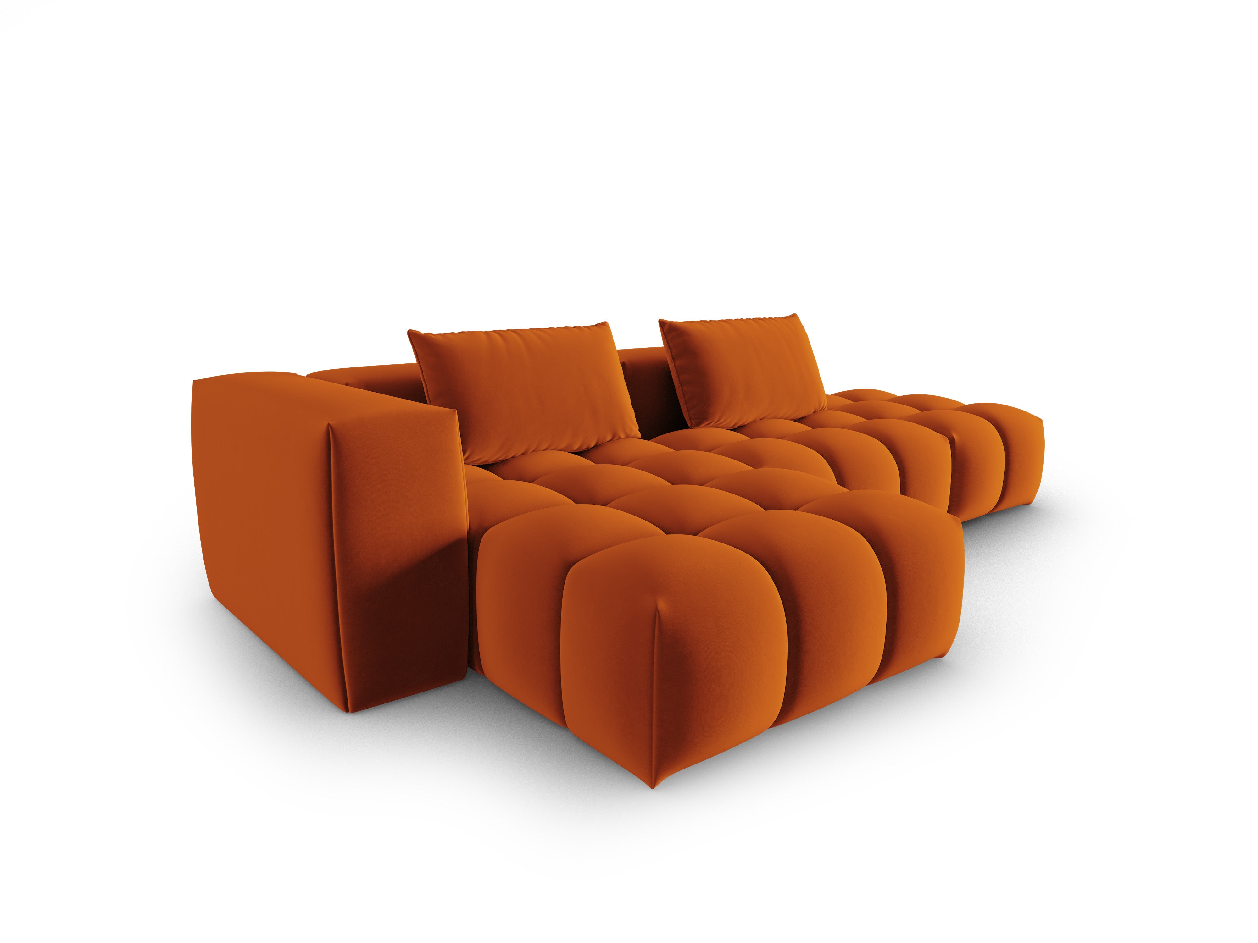 Open left-facing 4-seater velvet corner sofa VERONA brick