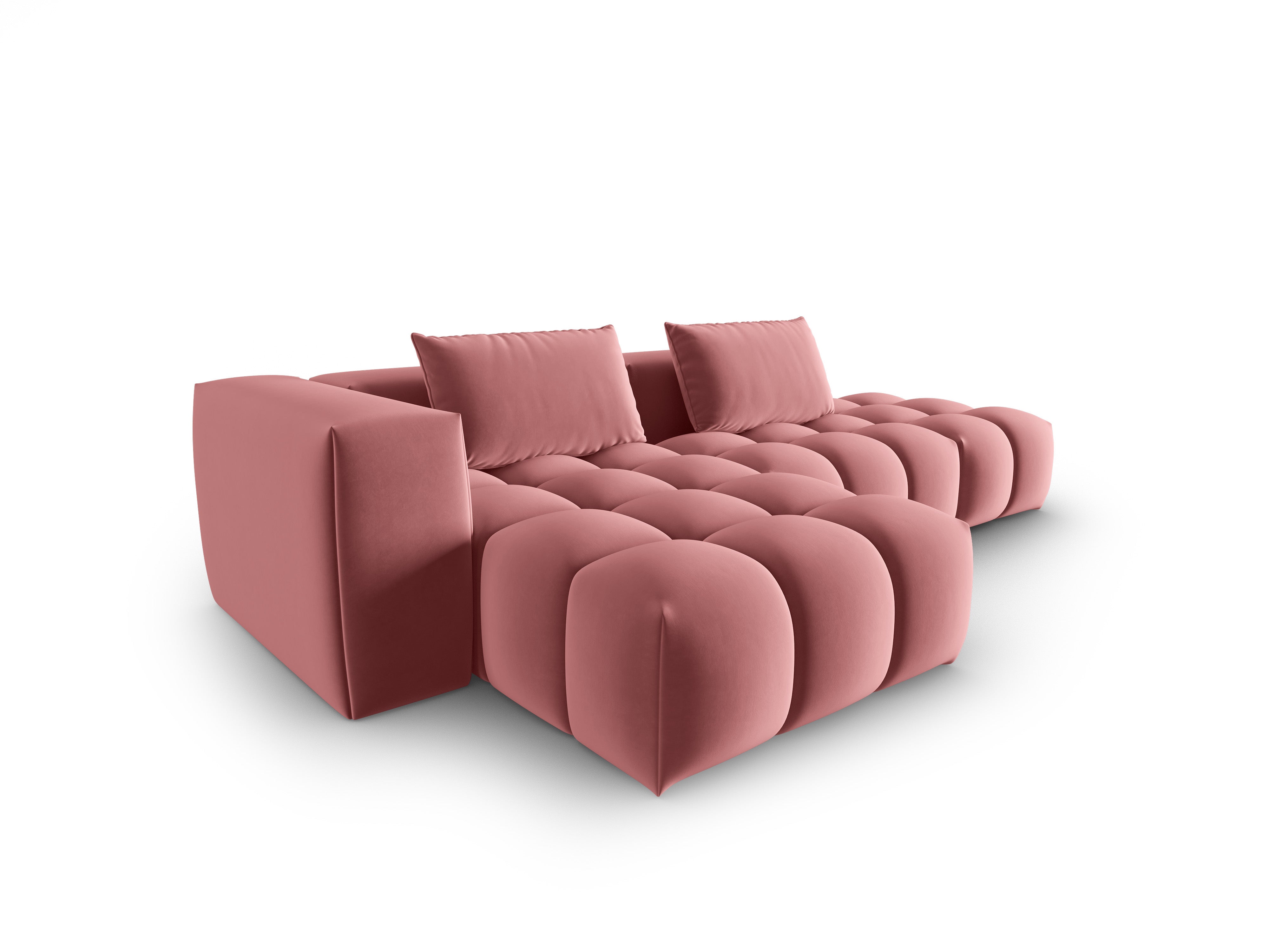 Open left-facing 4-seater velvet corner sofa VERONA flamingo pink