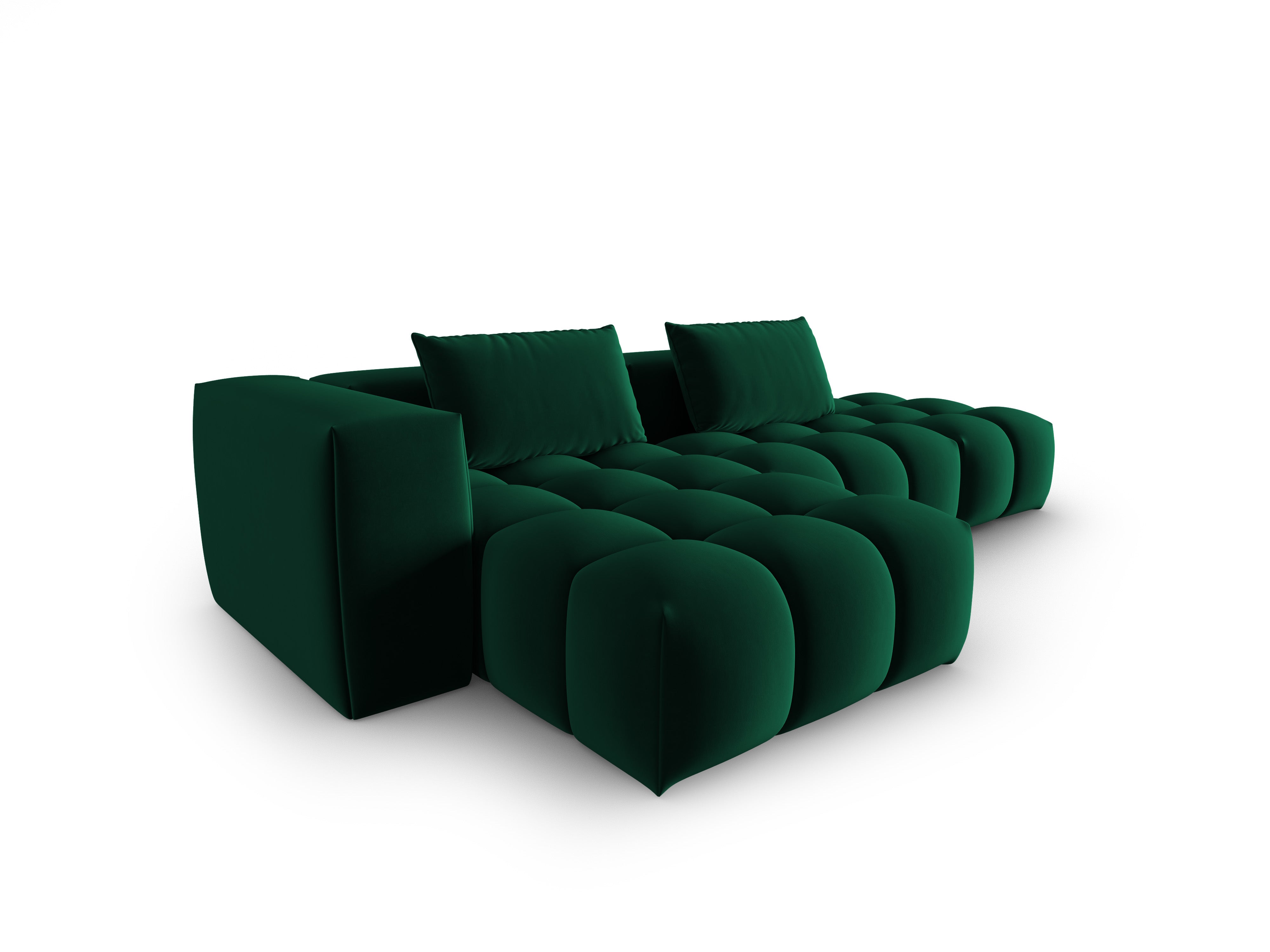 Open left-facing 4-seater velvet corner sofa VERONA bottle green
