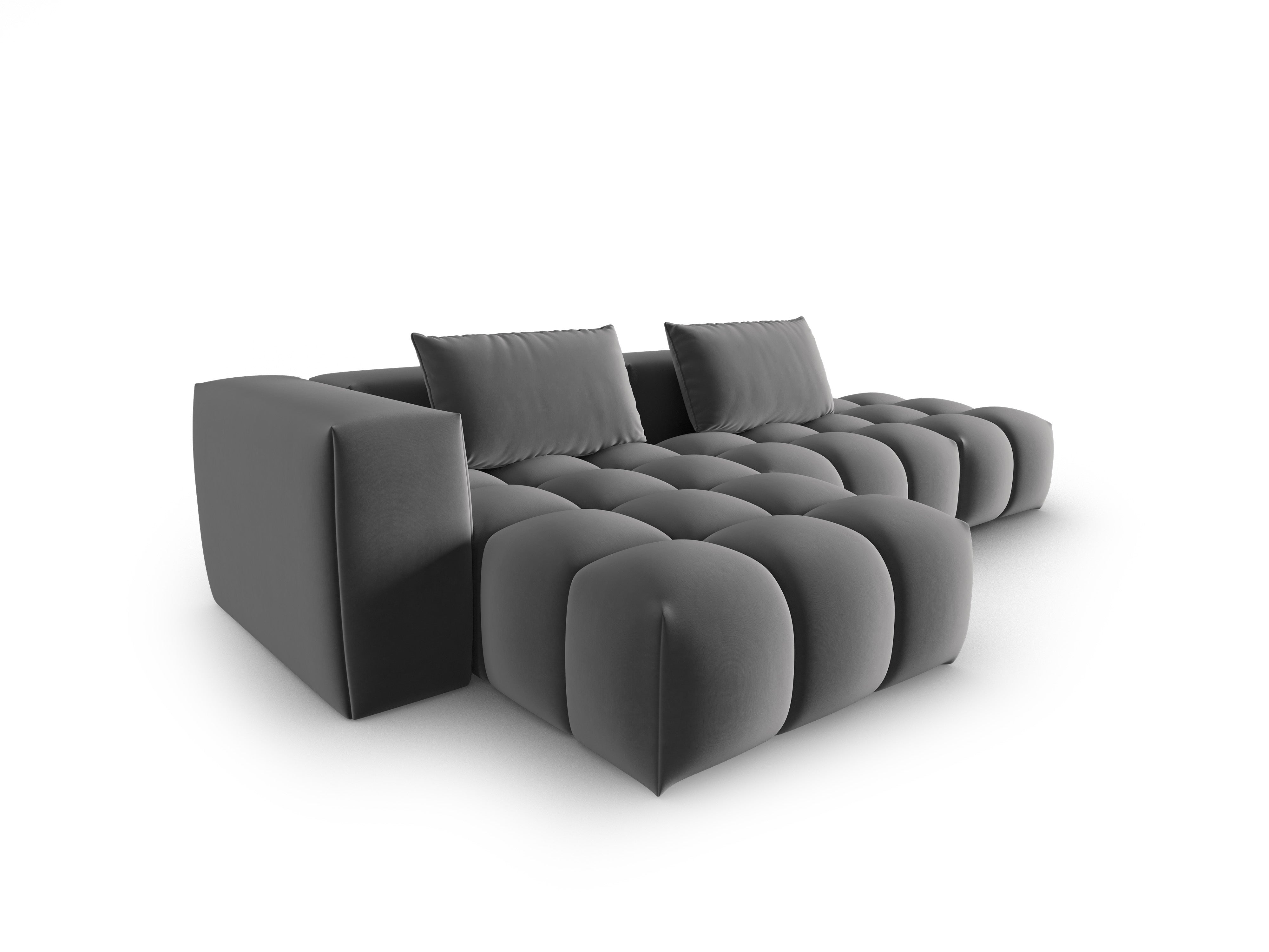 Open left-facing 4-seater velvet corner sofa VERONA gray