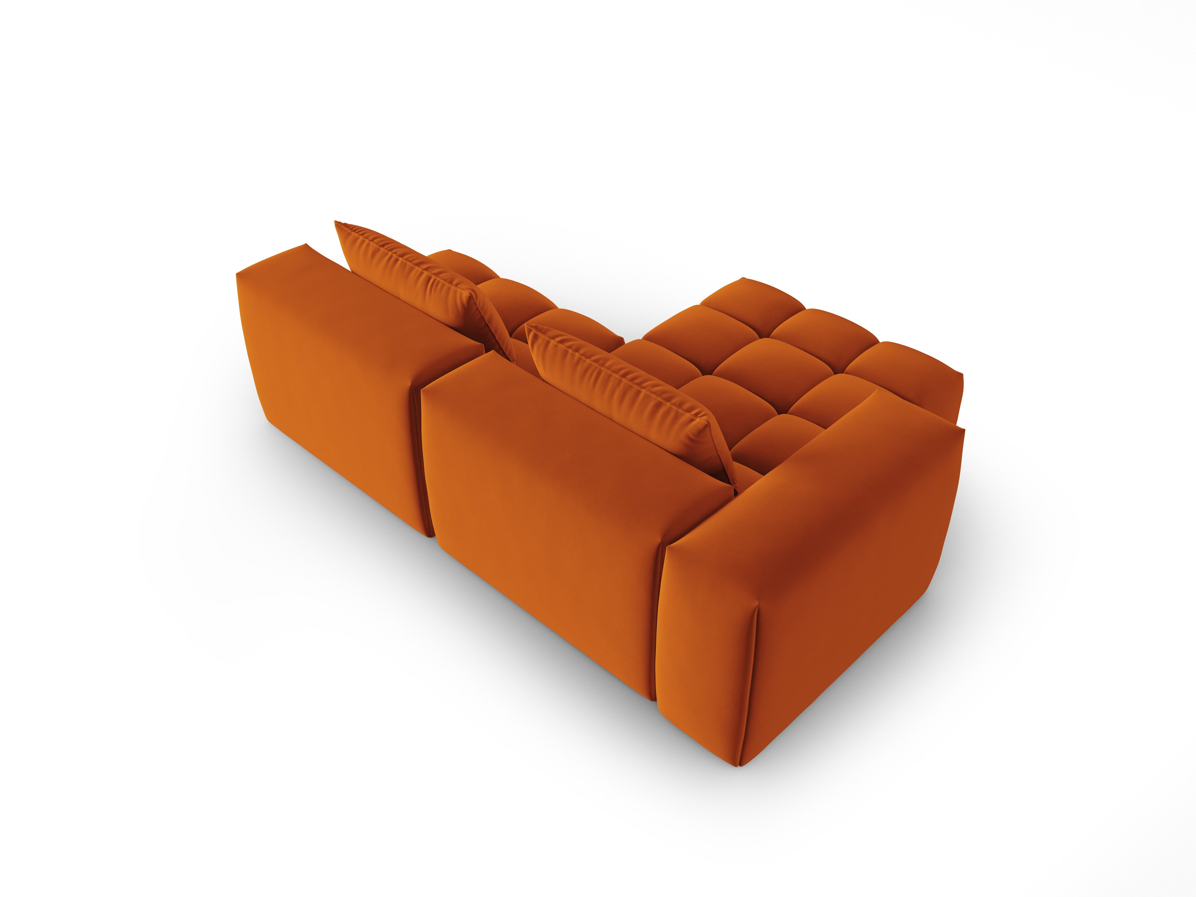 Velvet Corner Sofa for 3 People, Left-Open, VERONA in Brick Red