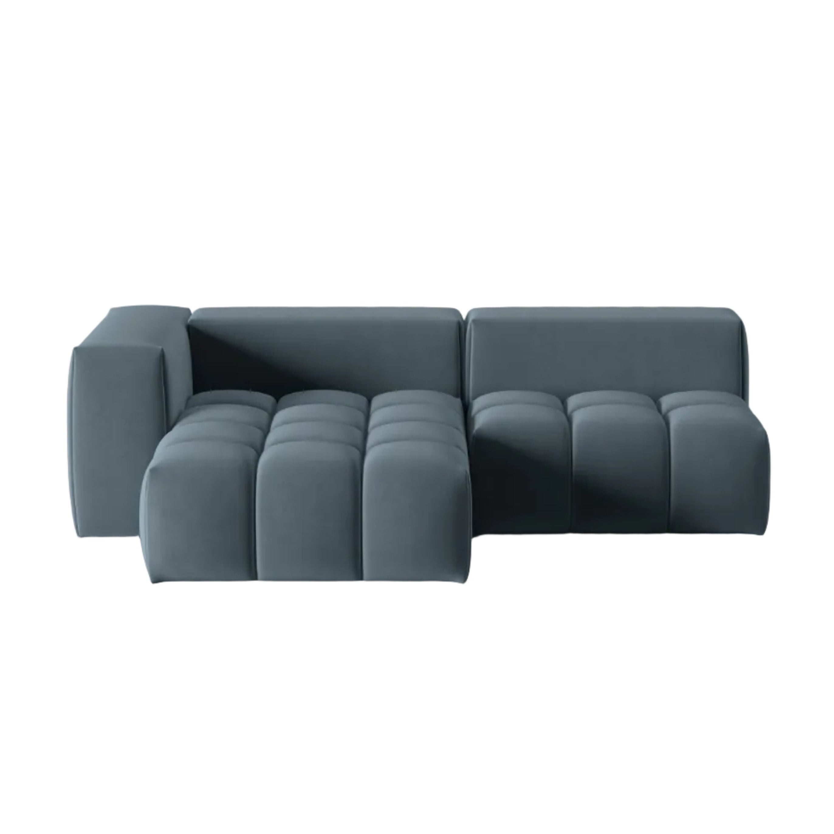 Blue Velvet Left-Open 3-Seater Corner Sofa VERONA