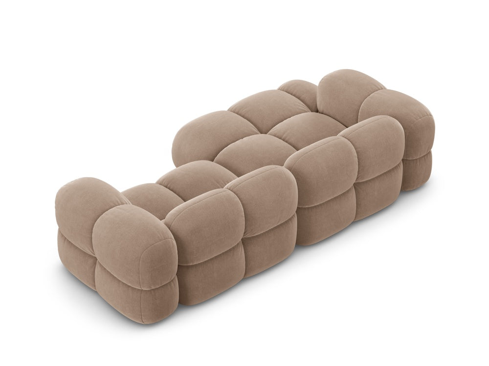 Left-facing 3-seater velvet corner sofa LORETTO dark beige