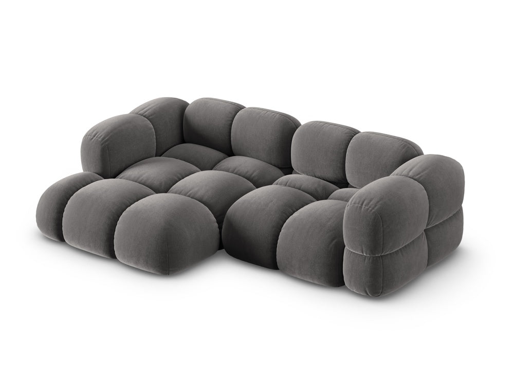 Left-facing 3-seater velvet corner sofa LORETTO gray