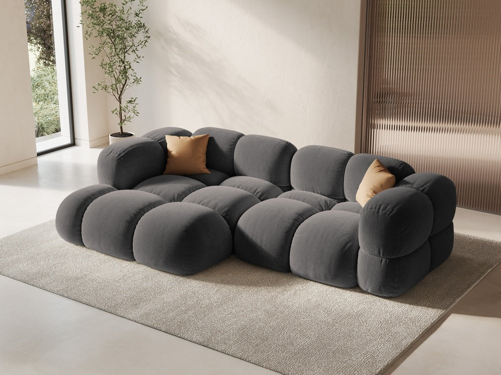Left-facing 3-seater velvet corner sofa LORETTO gray