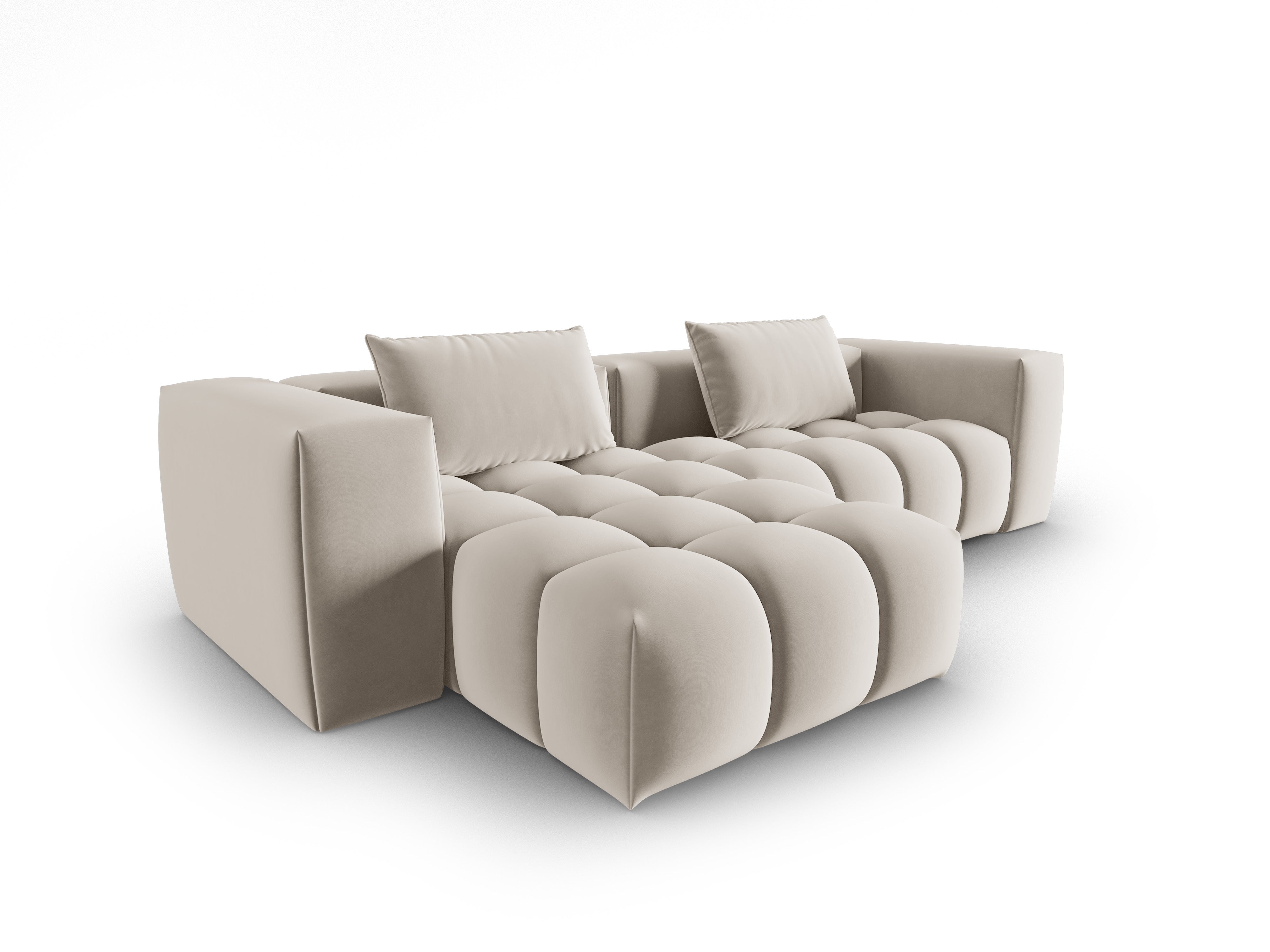 Narożnik aksamitny 3-osobowy lewostronny VERONA ecru – Cosmopolitan Design