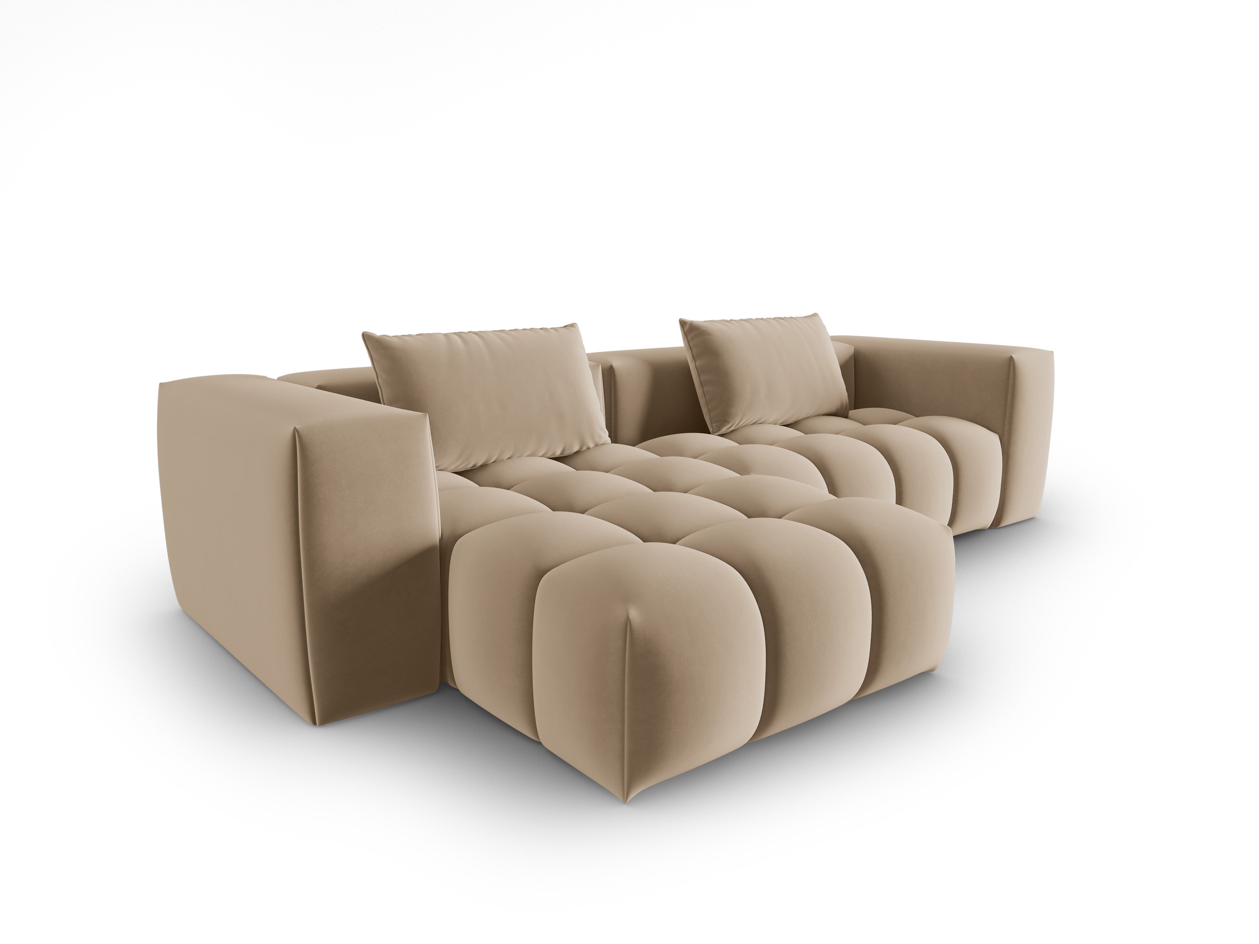 Narożnik aksamitny 3-osobowy lewostronny VERONA piaskowy – Cosmopolitan Design