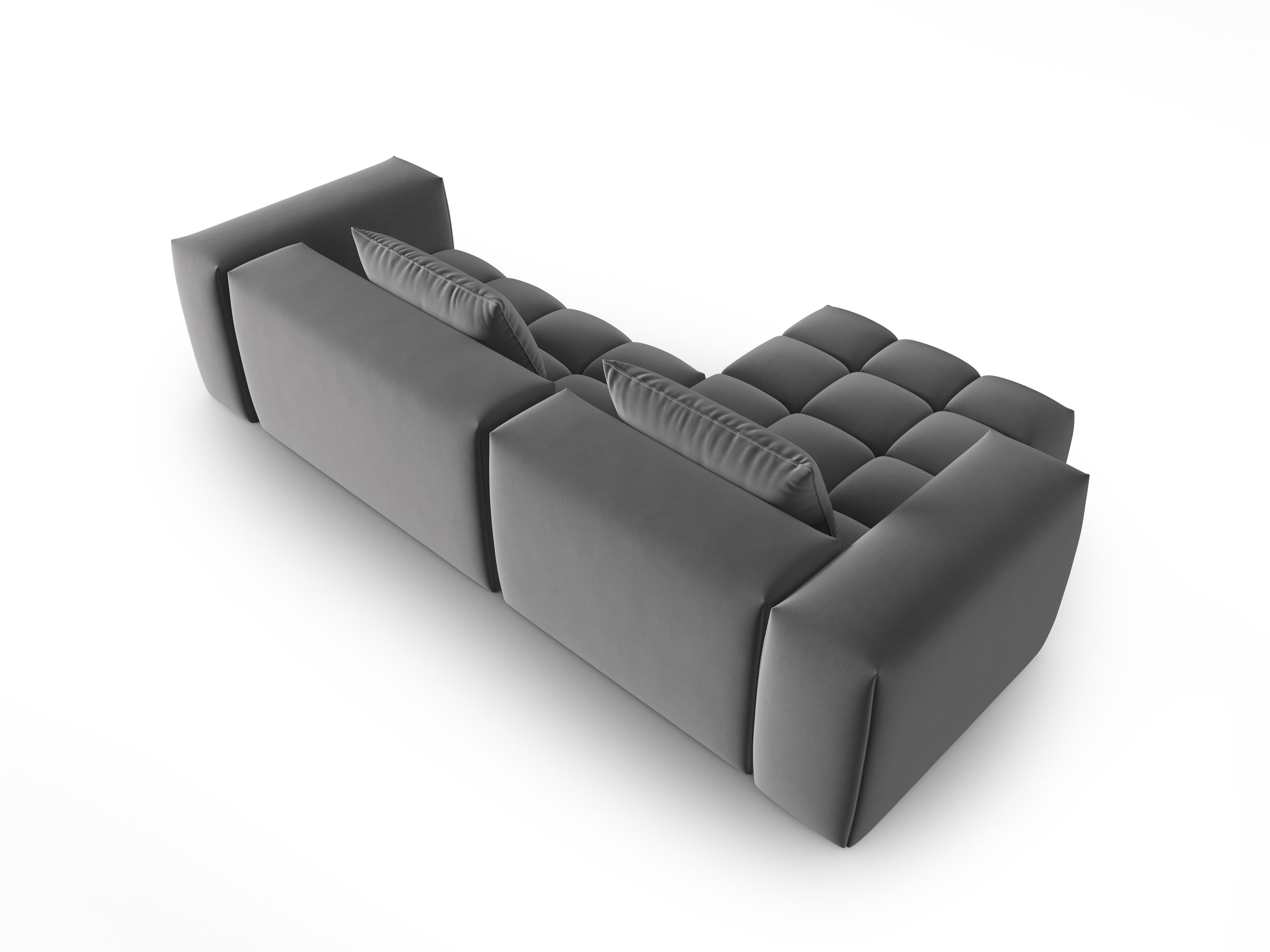 Narożnik aksamitny 3-osobowy lewostronny VERONA szary – Cosmopolitan Design