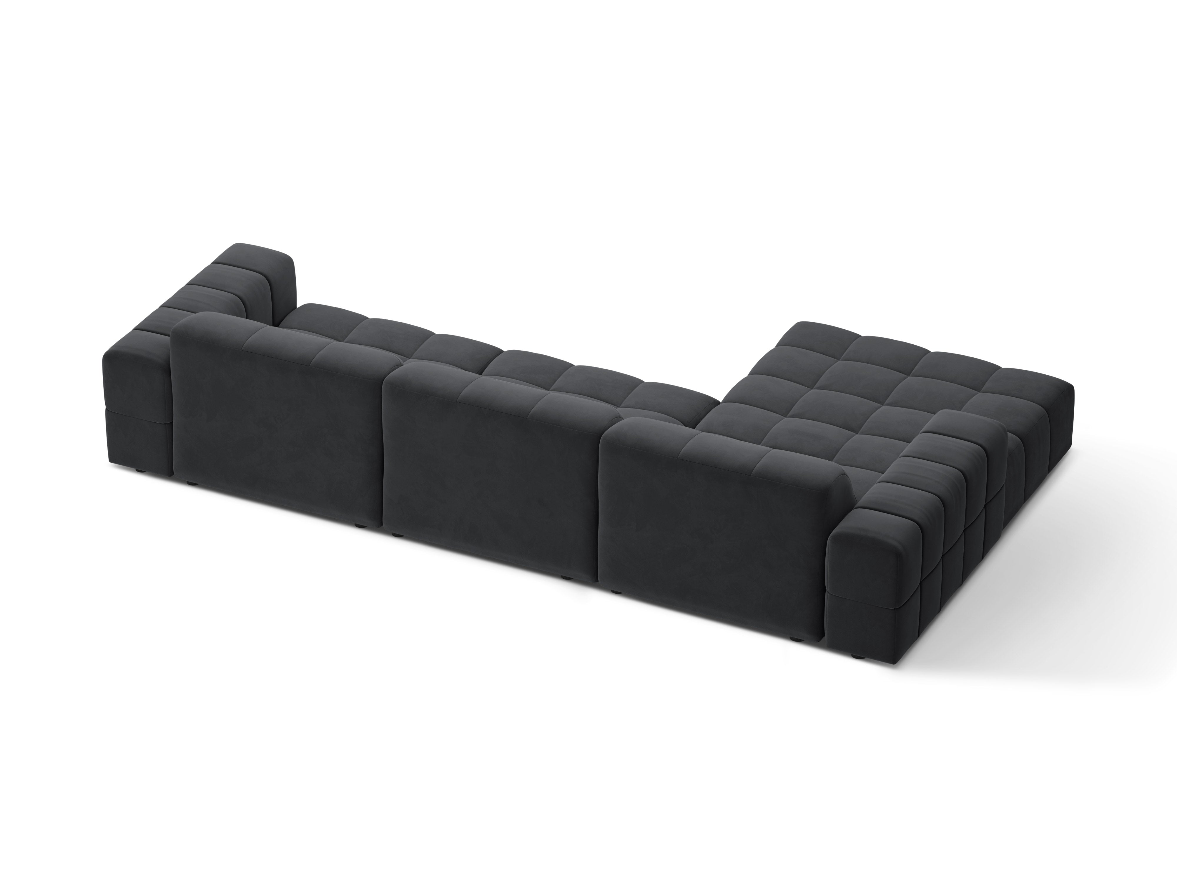 Narożnik lewostronny aksamitny 4-osobowy CHICAGO ciemnoszary – sofa narożna