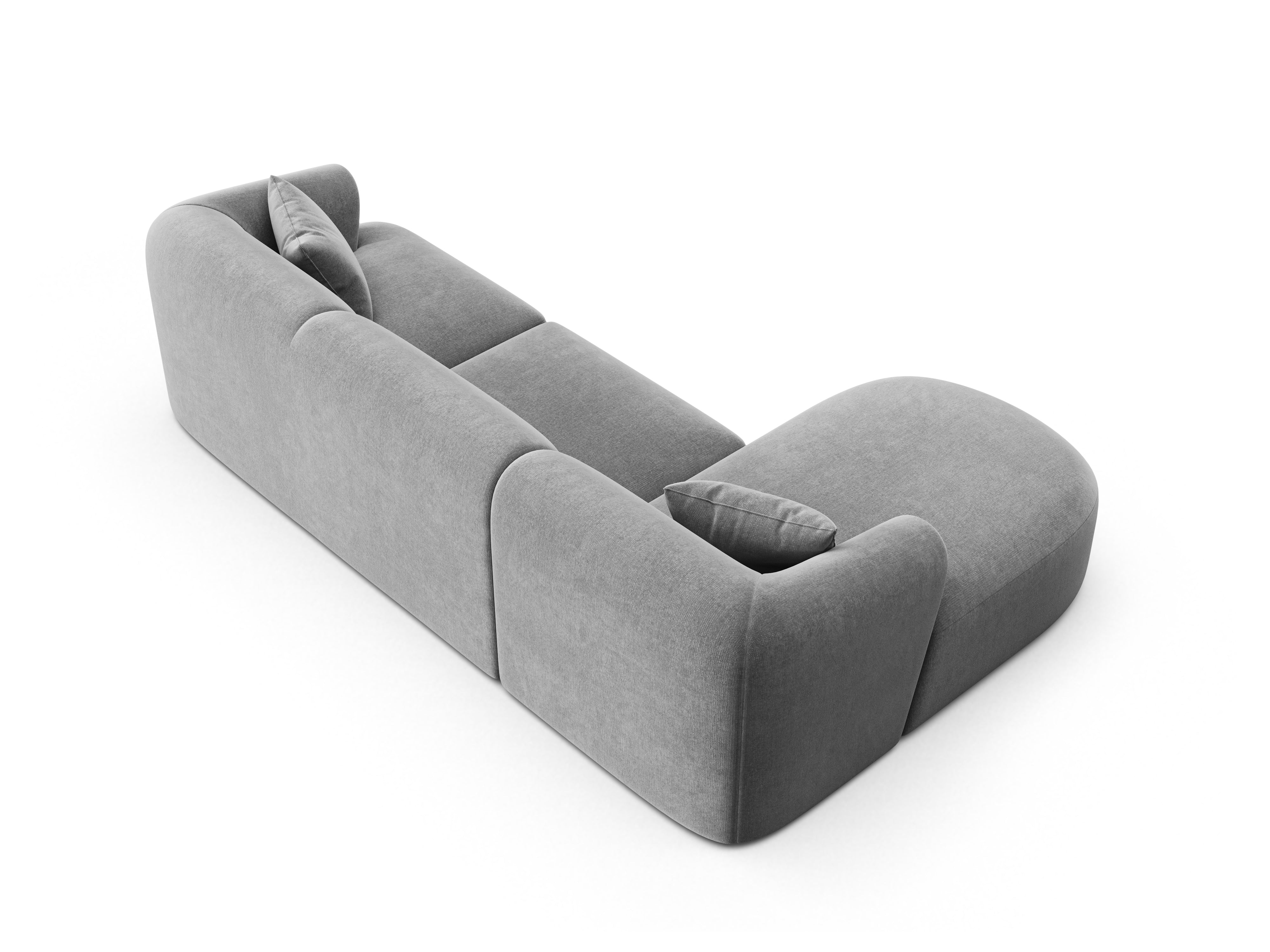 Gray left-facing velvet corner sofa for 4 people CAMPI