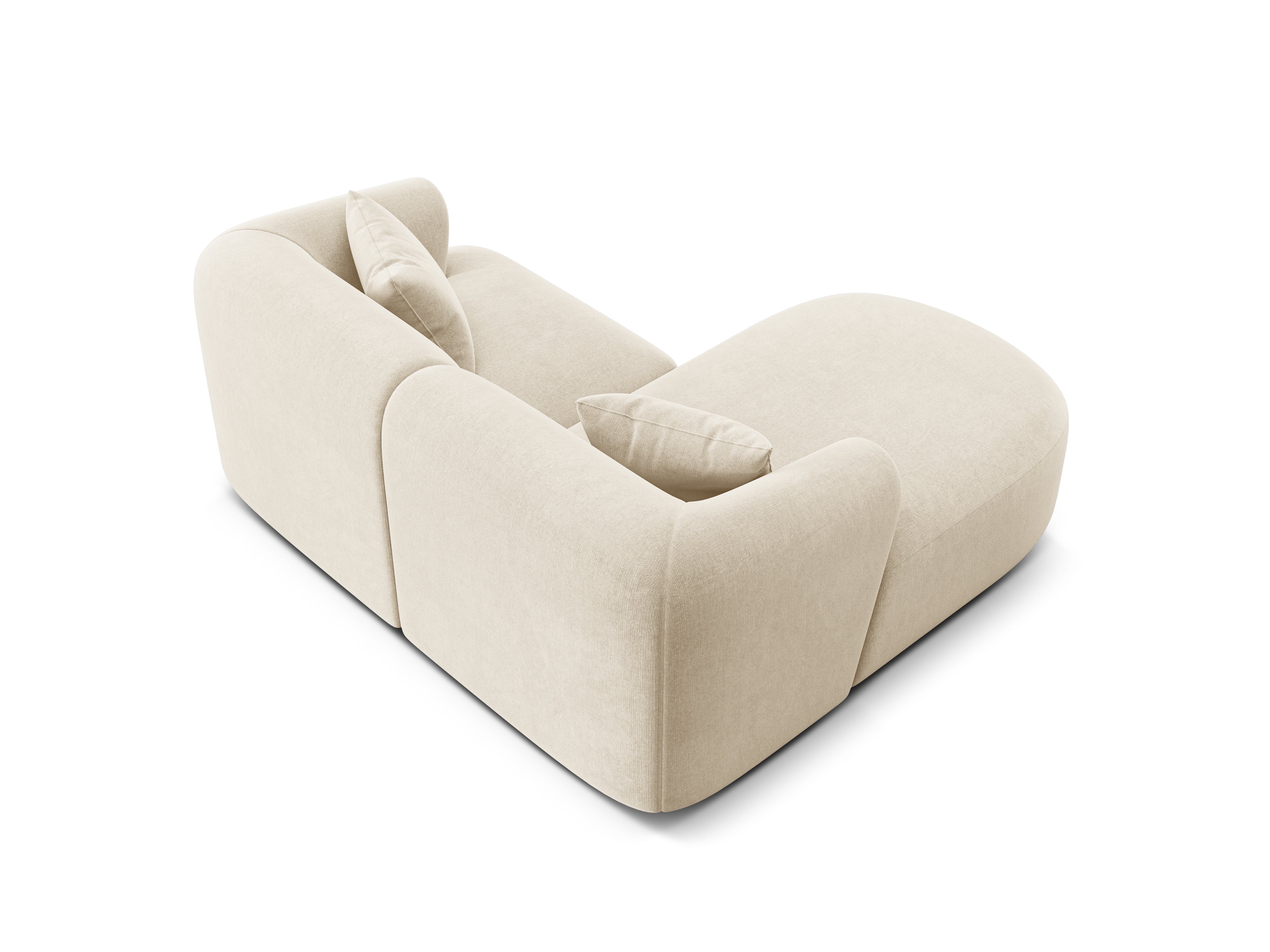 Left-facing velvet corner sofa for 3 people CAMPI light beige
