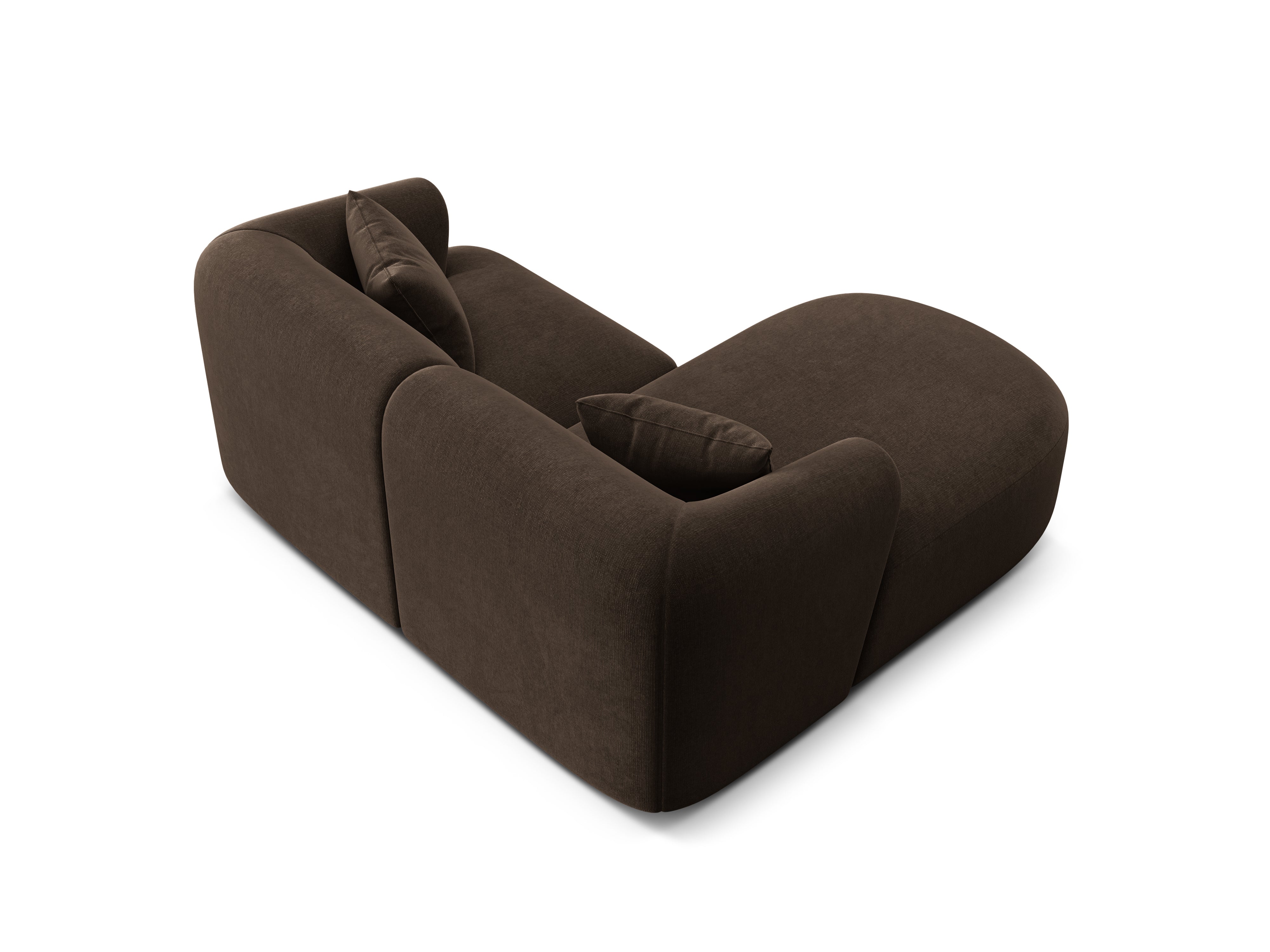 Left-facing velvet corner sofa for 3 people CAMPI chocolate