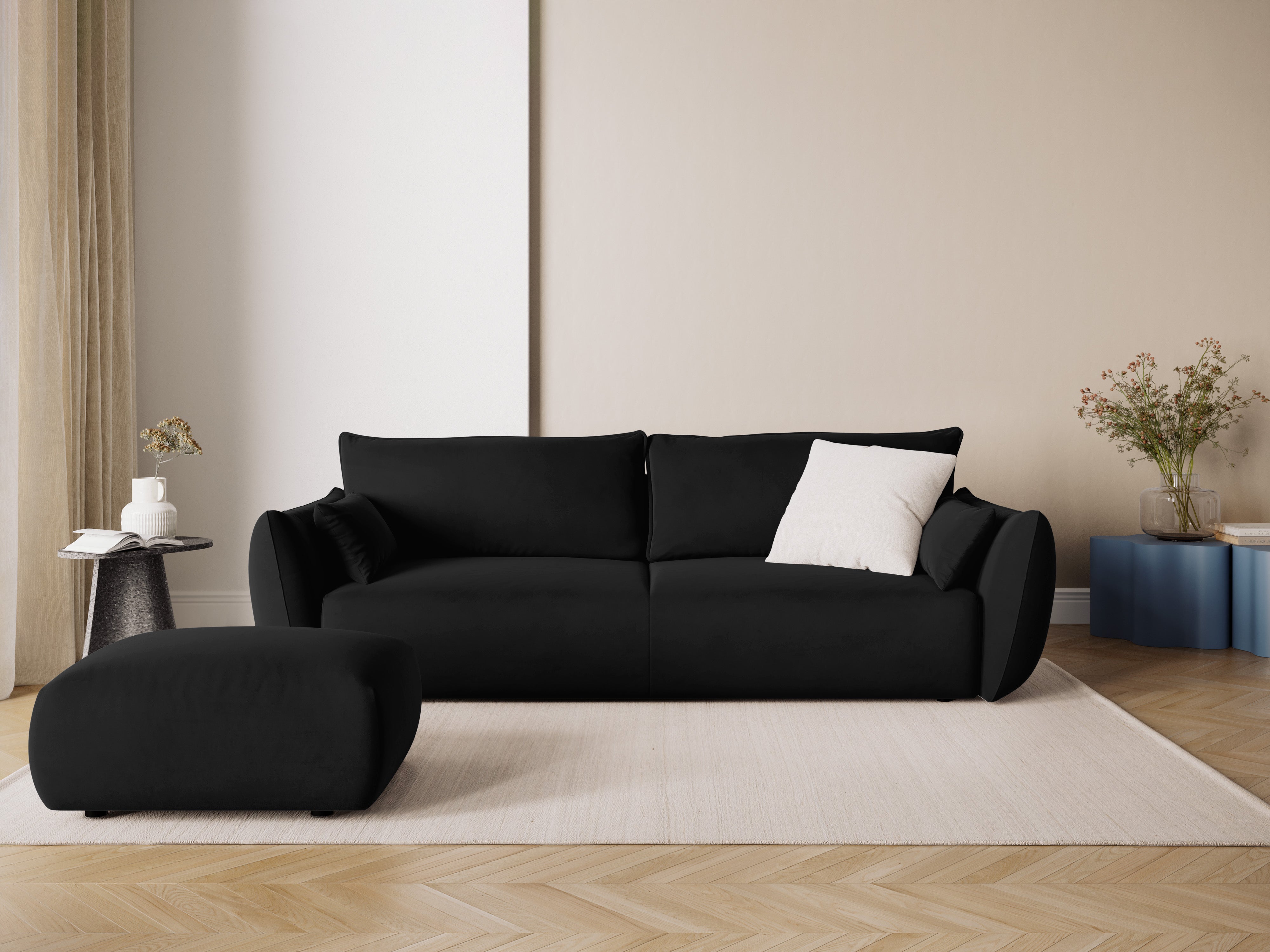 Velvet pouf MATERA black
