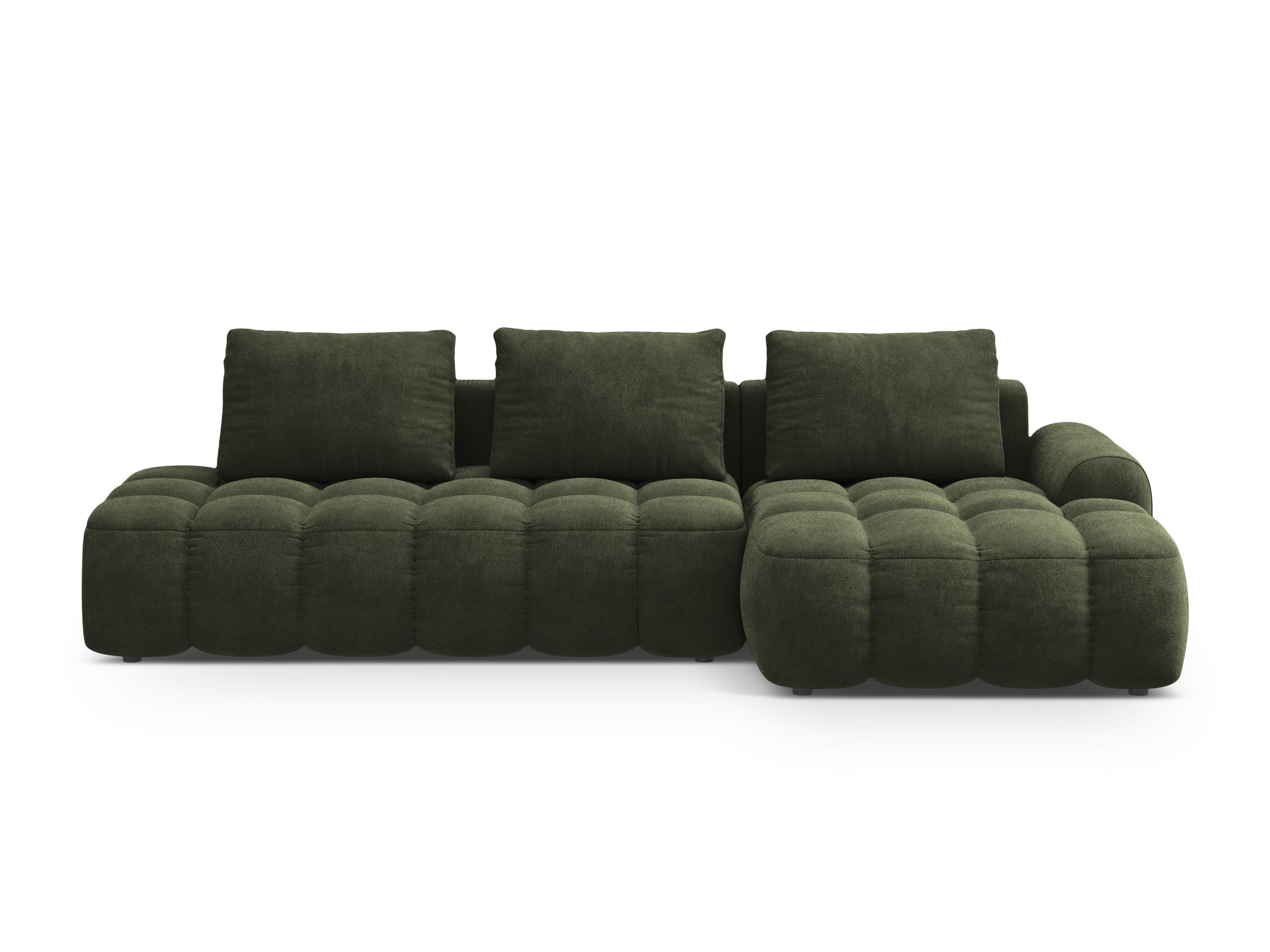 Right-facing velvet corner sofa bed for 3 people LINZ green