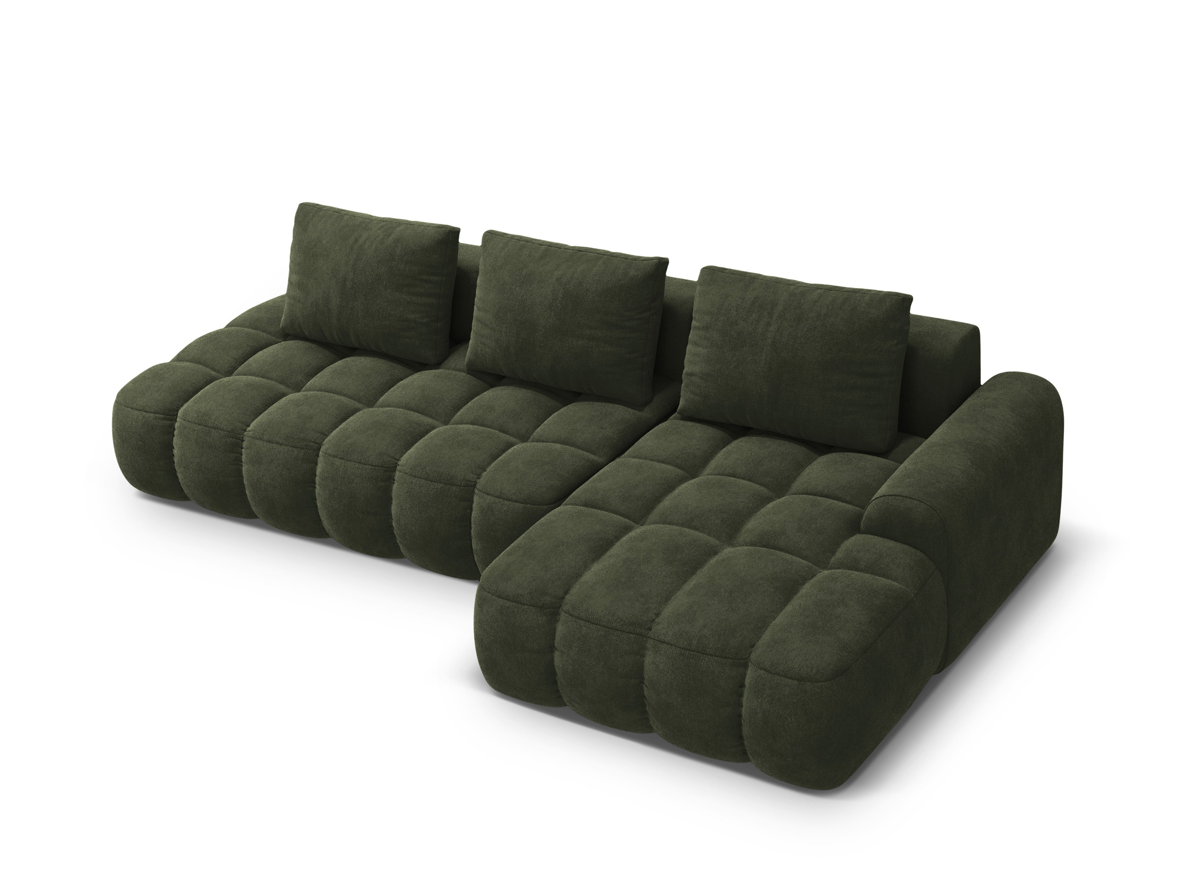 Right-facing velvet corner sofa bed for 3 people LINZ green