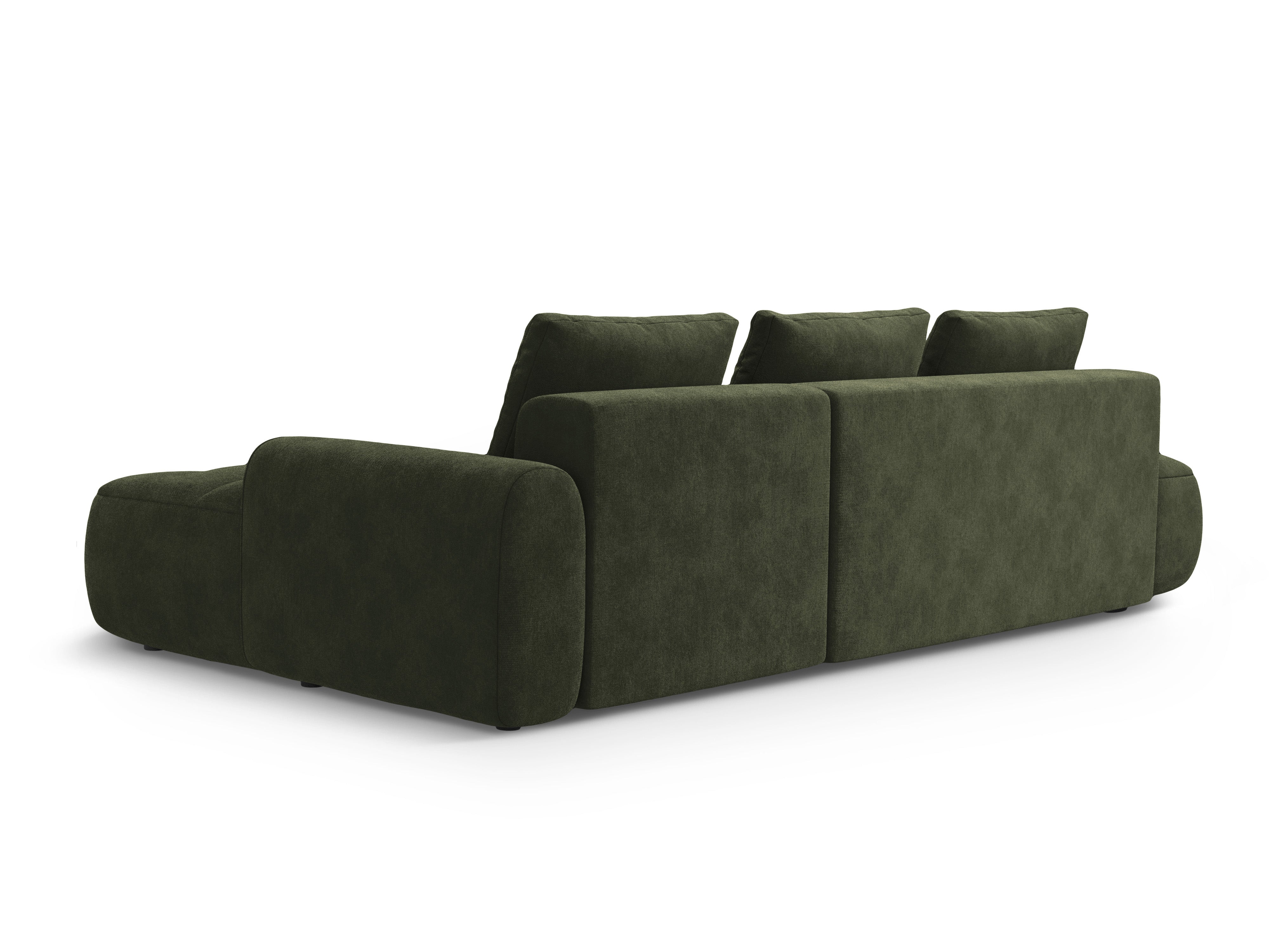 Right-facing velvet corner sofa bed for 3 people LINZ green
