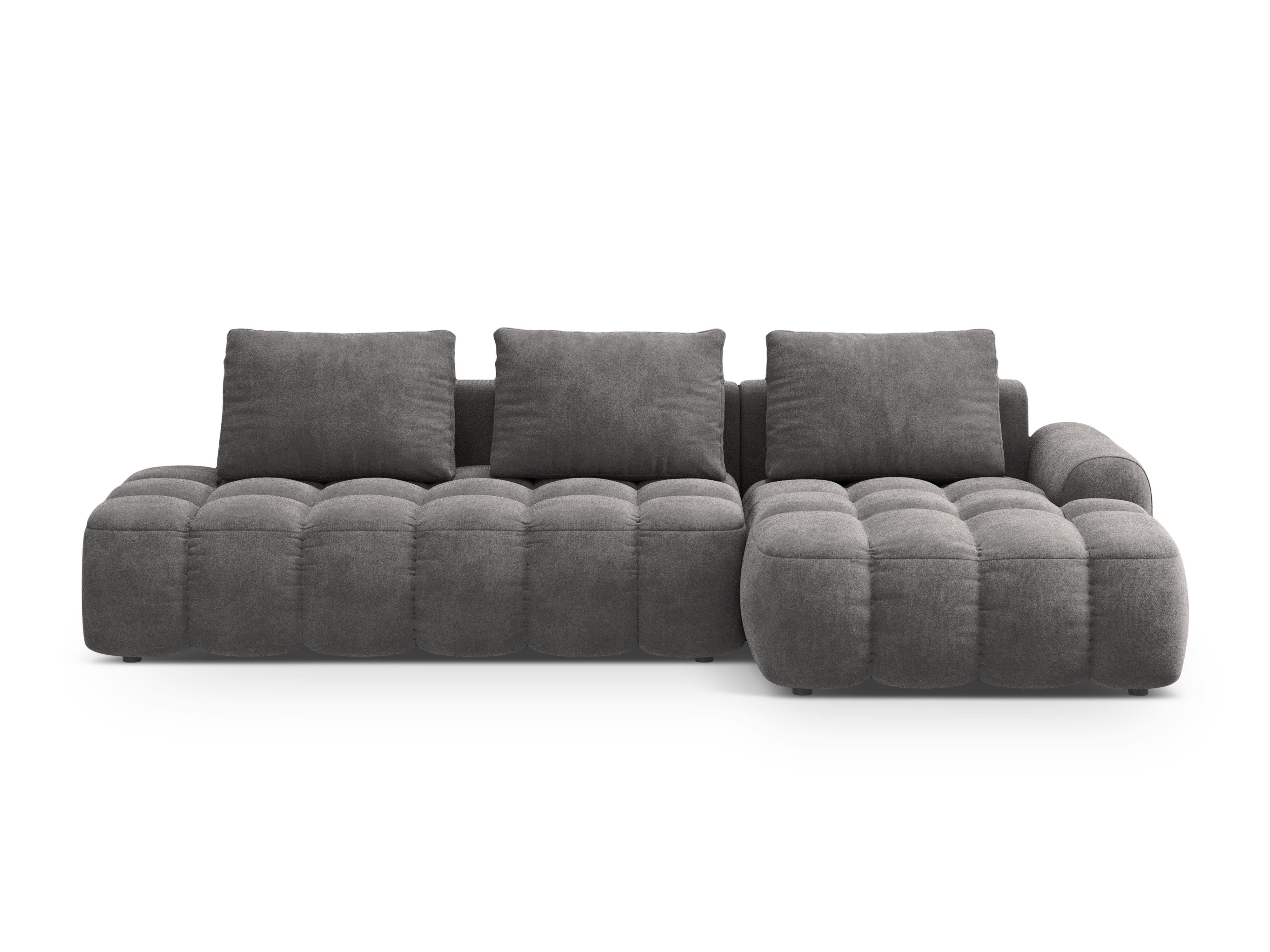 Right-facing velvet corner sofa bed for 3 people LINZ dark gray