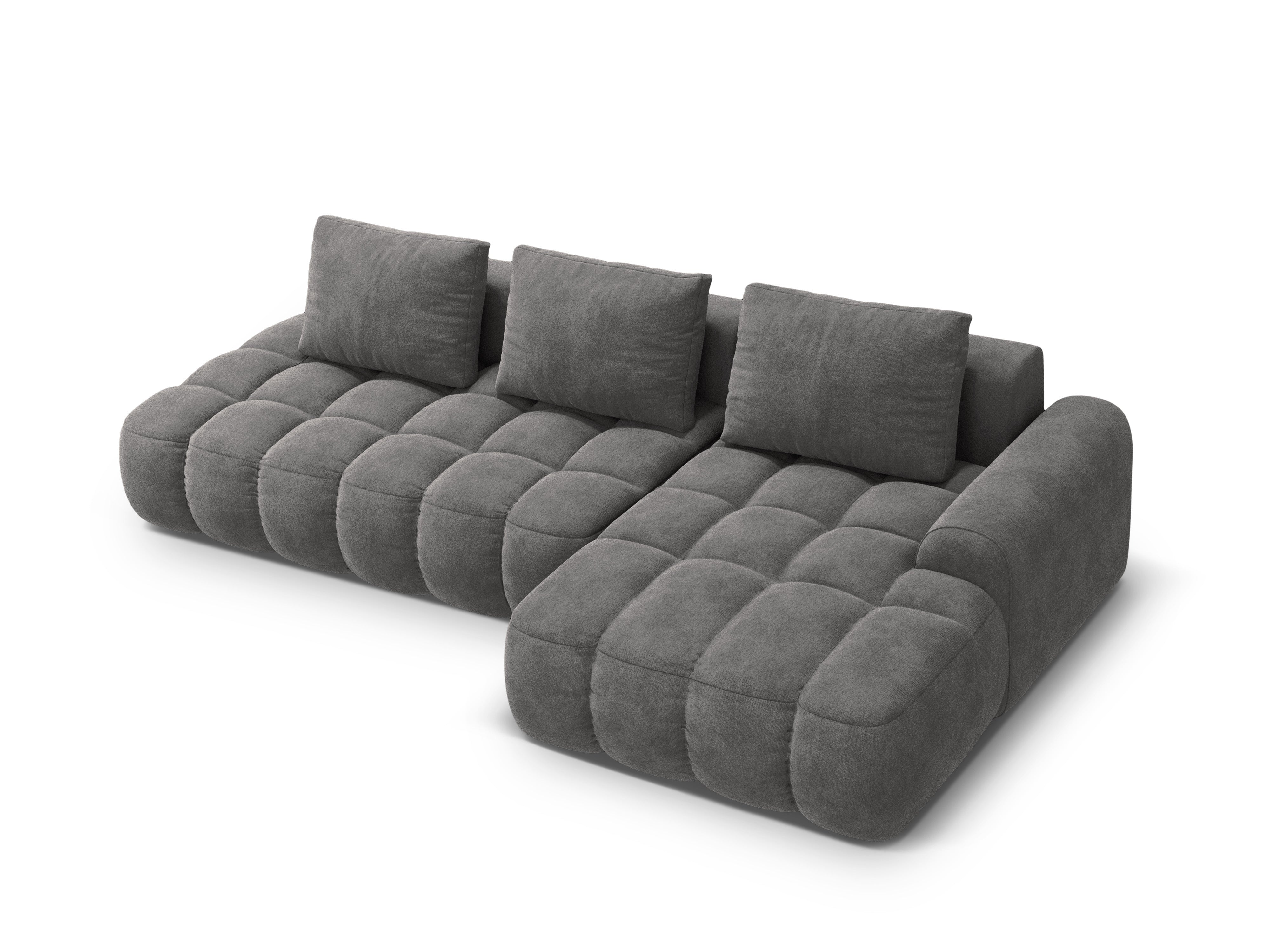 Right-facing velvet corner sofa bed for 3 people LINZ dark gray