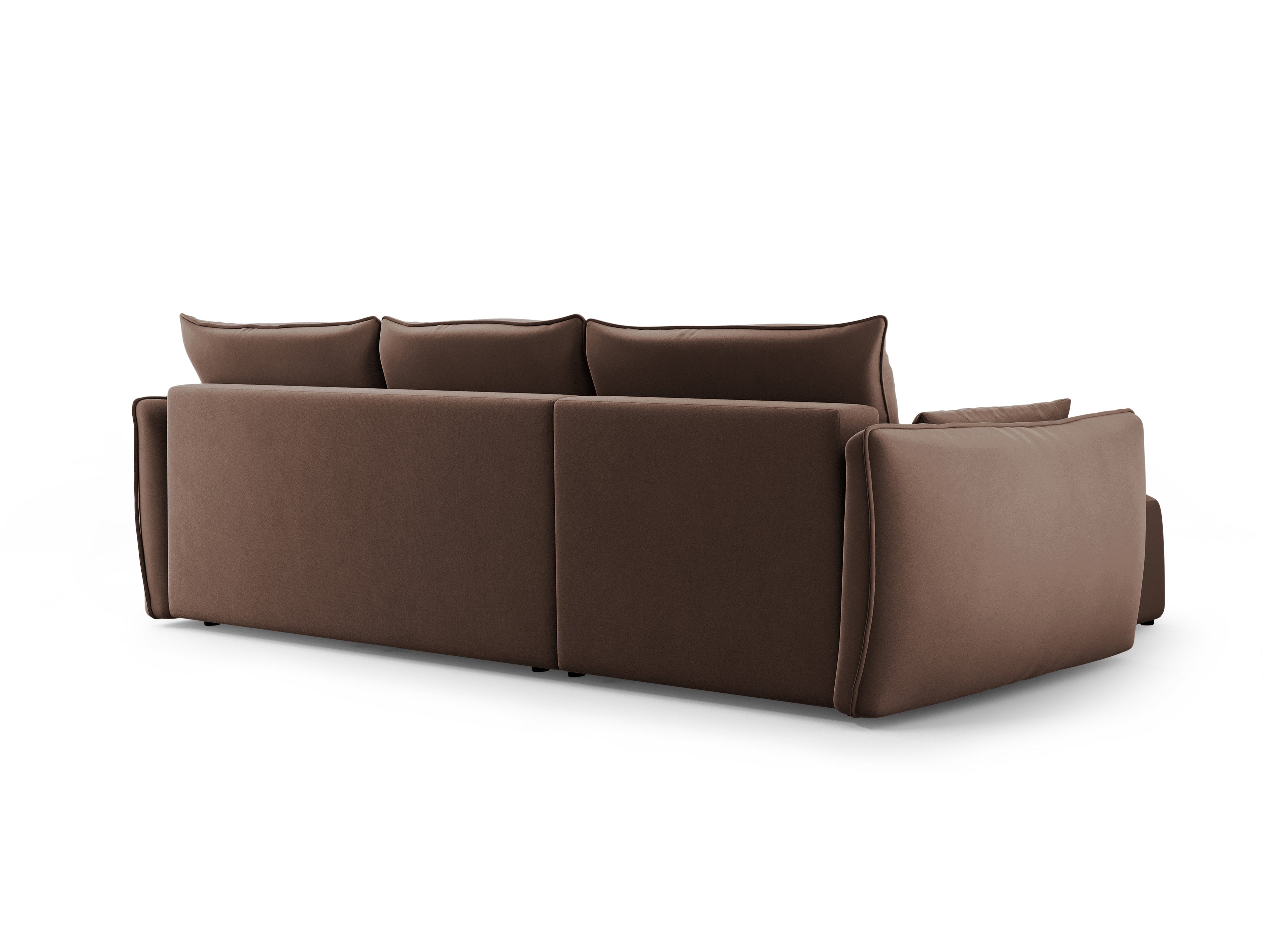 Right-facing velvet corner sofa with sleeping function MATERA chocolate