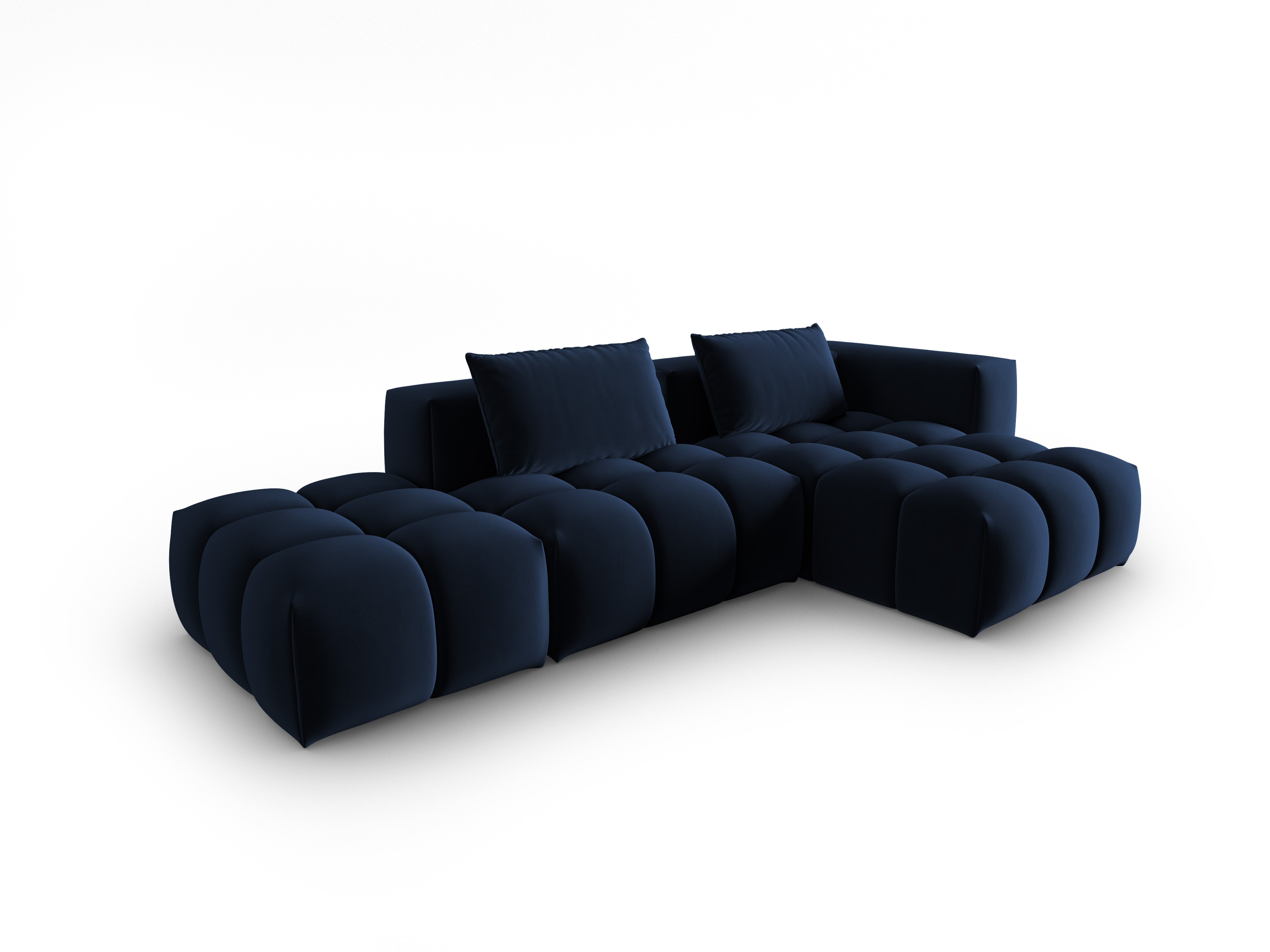 Open right-facing 4-seater velvet corner sofa VERONA royal blue