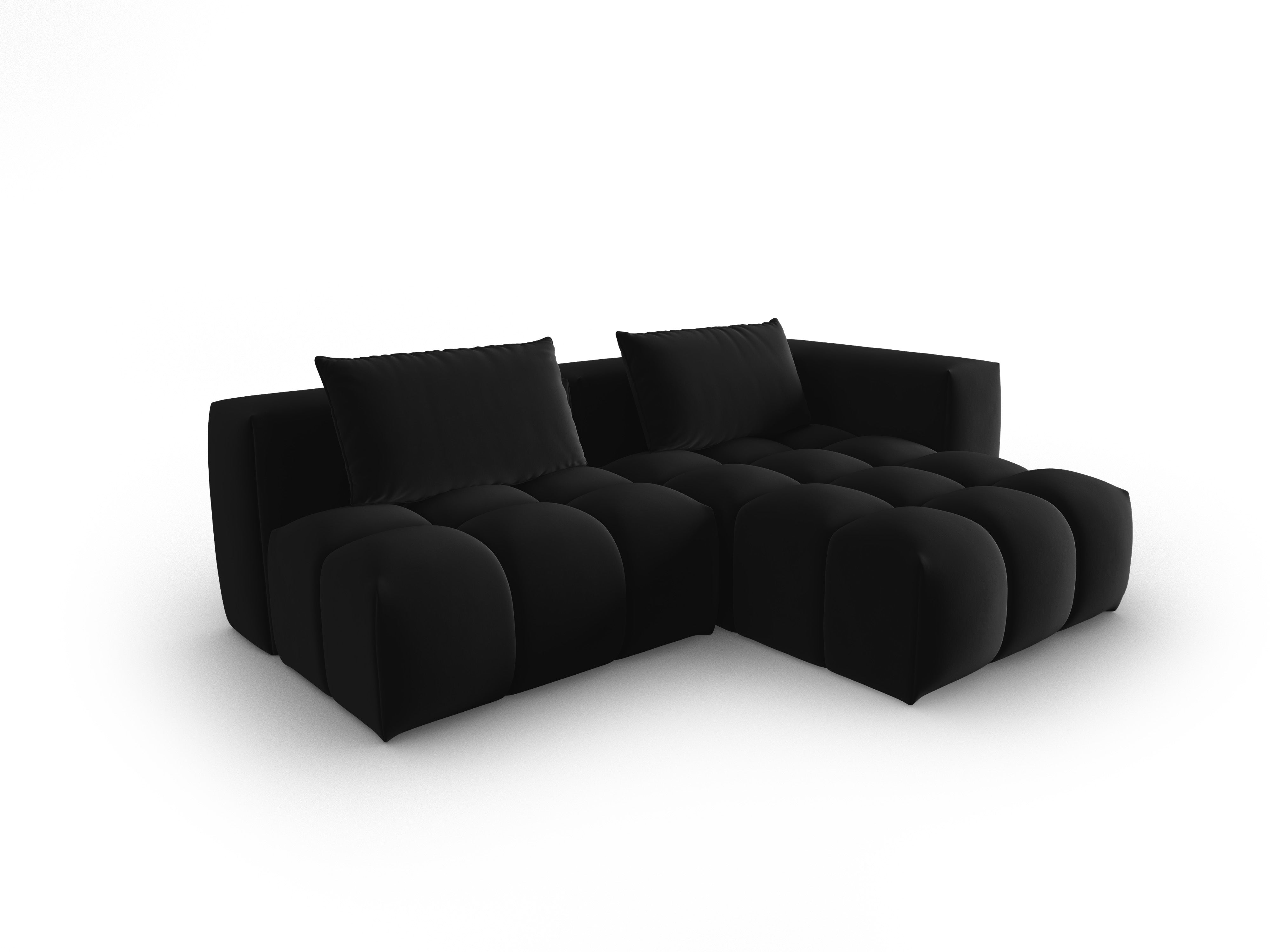 Black Velvet Right-Handed Open 3-Seater Sofa VERONA