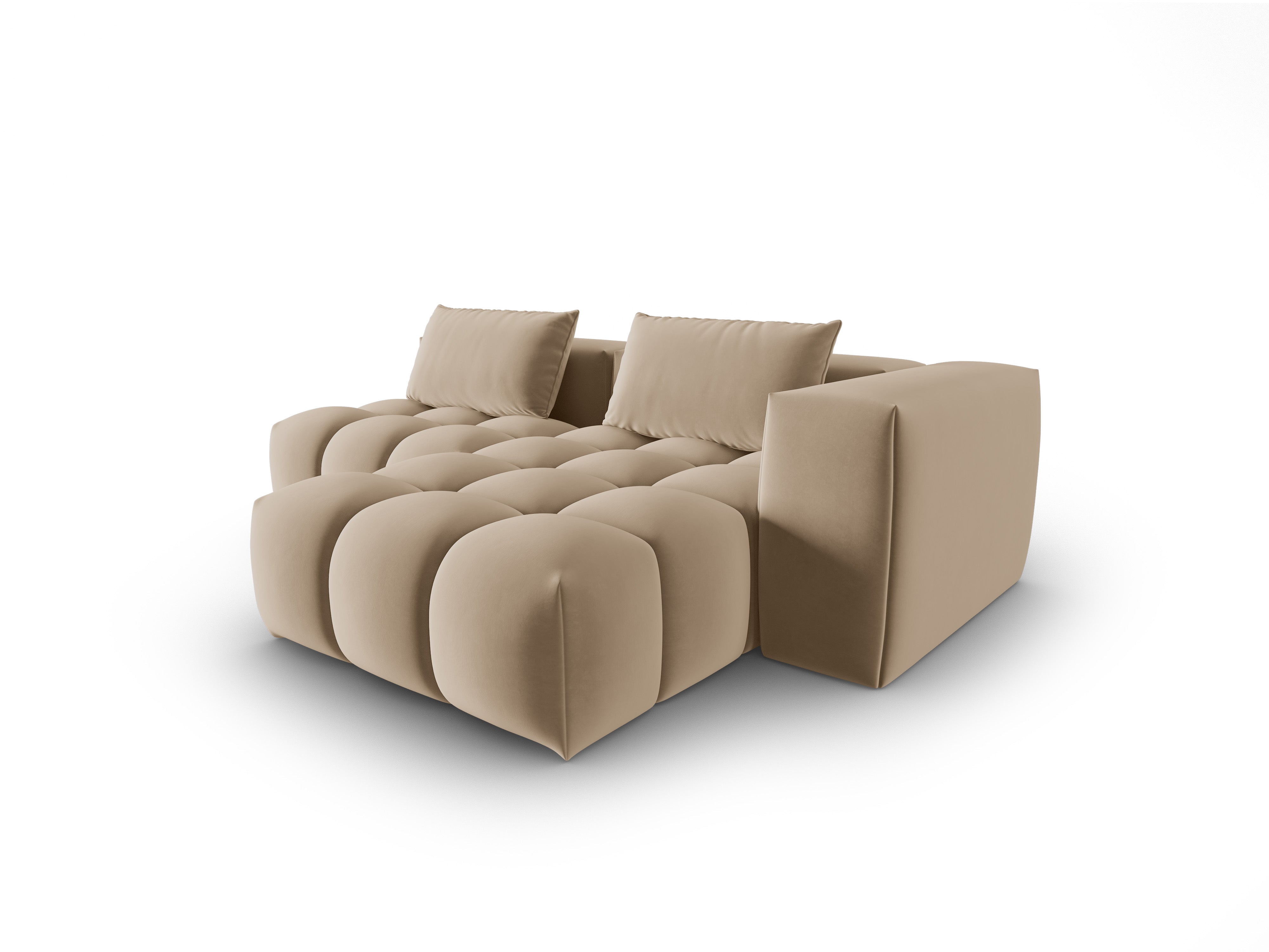 Velvet Corner Sofa for 3 People Right-Hand Open VERONA Sand