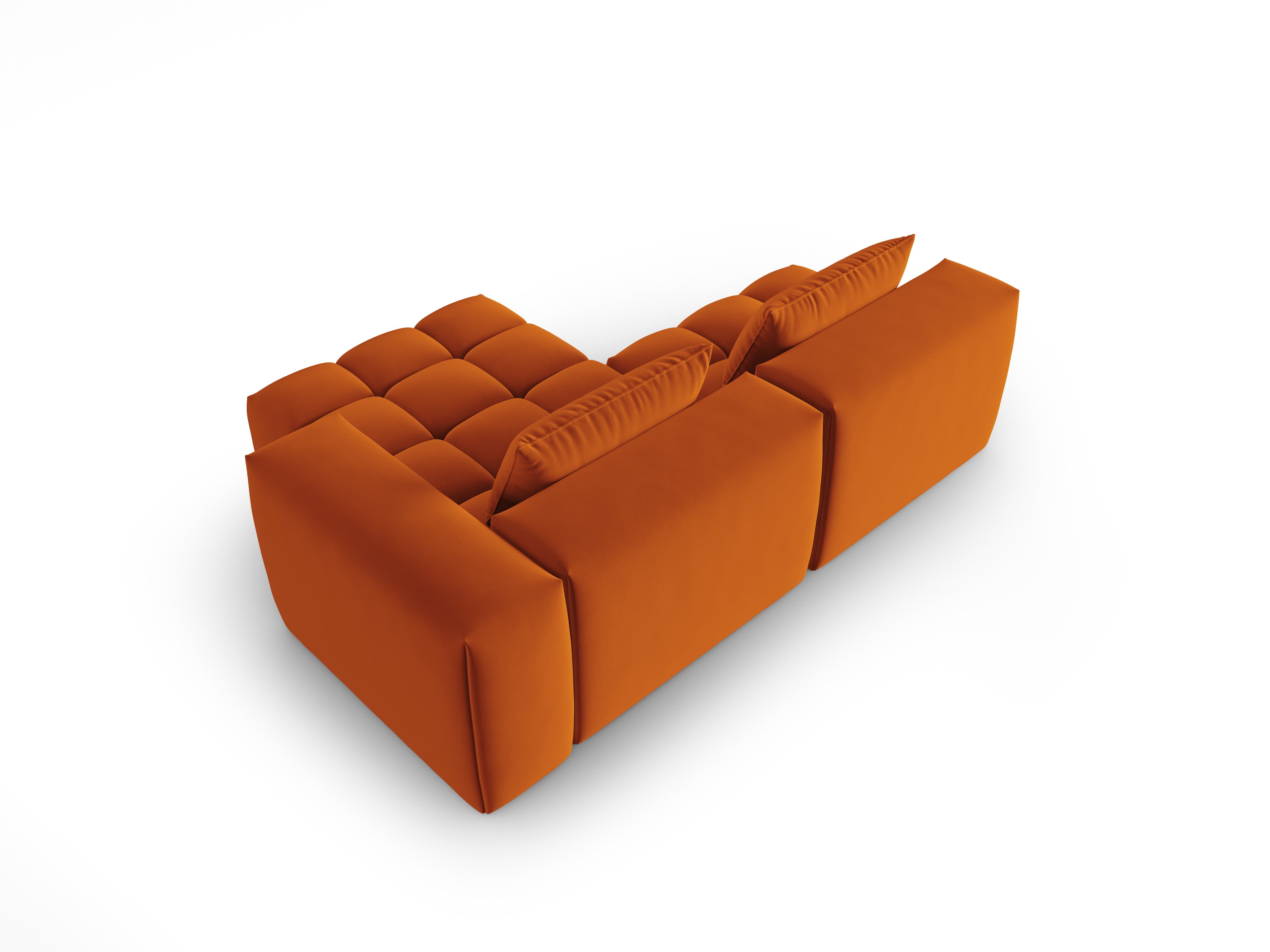 Velvet Corner Sofa for 3 People Right-Hand Open VERONA Brick Red