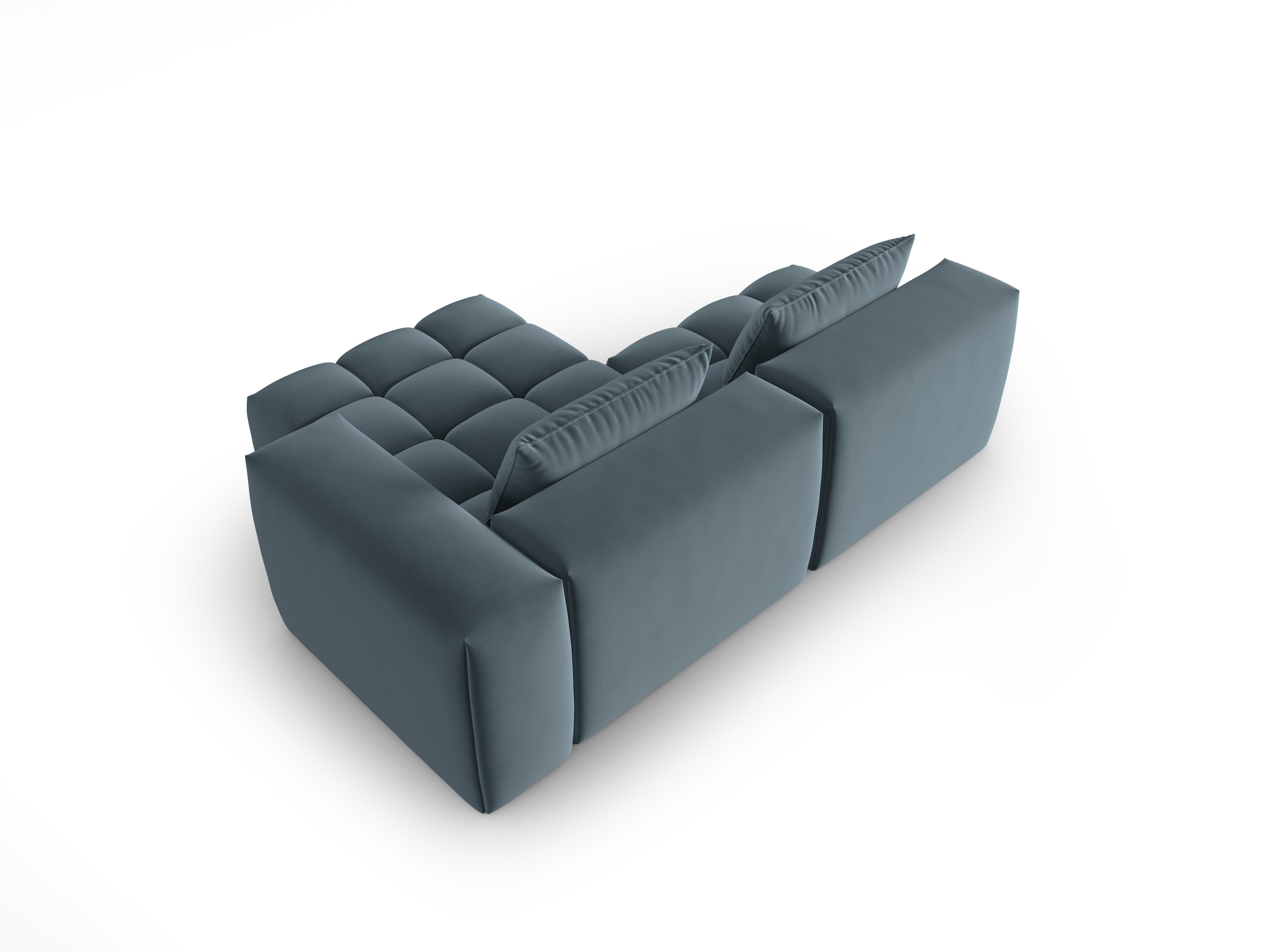 Velvet Corner Sofa for 3 People Right-Hand Open VERONA Blue