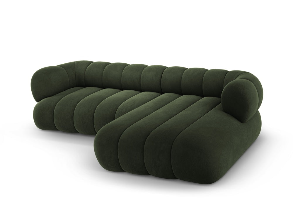 Green right-facing 5-seater velvet corner sofa KOGE