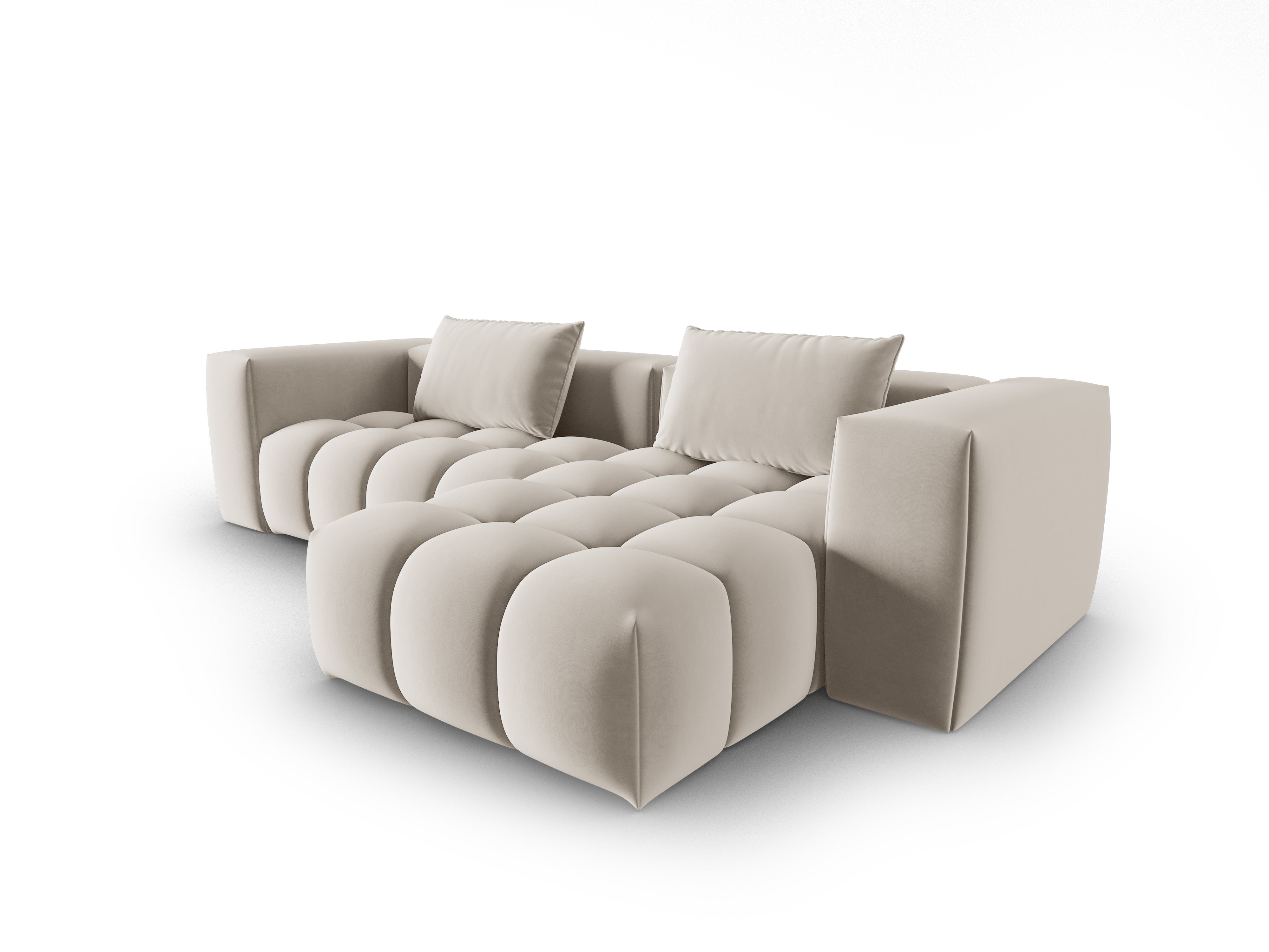 Narożnik aksamitny 3-osobowy prawostronny VERONA ecru – Cosmopolitan Design