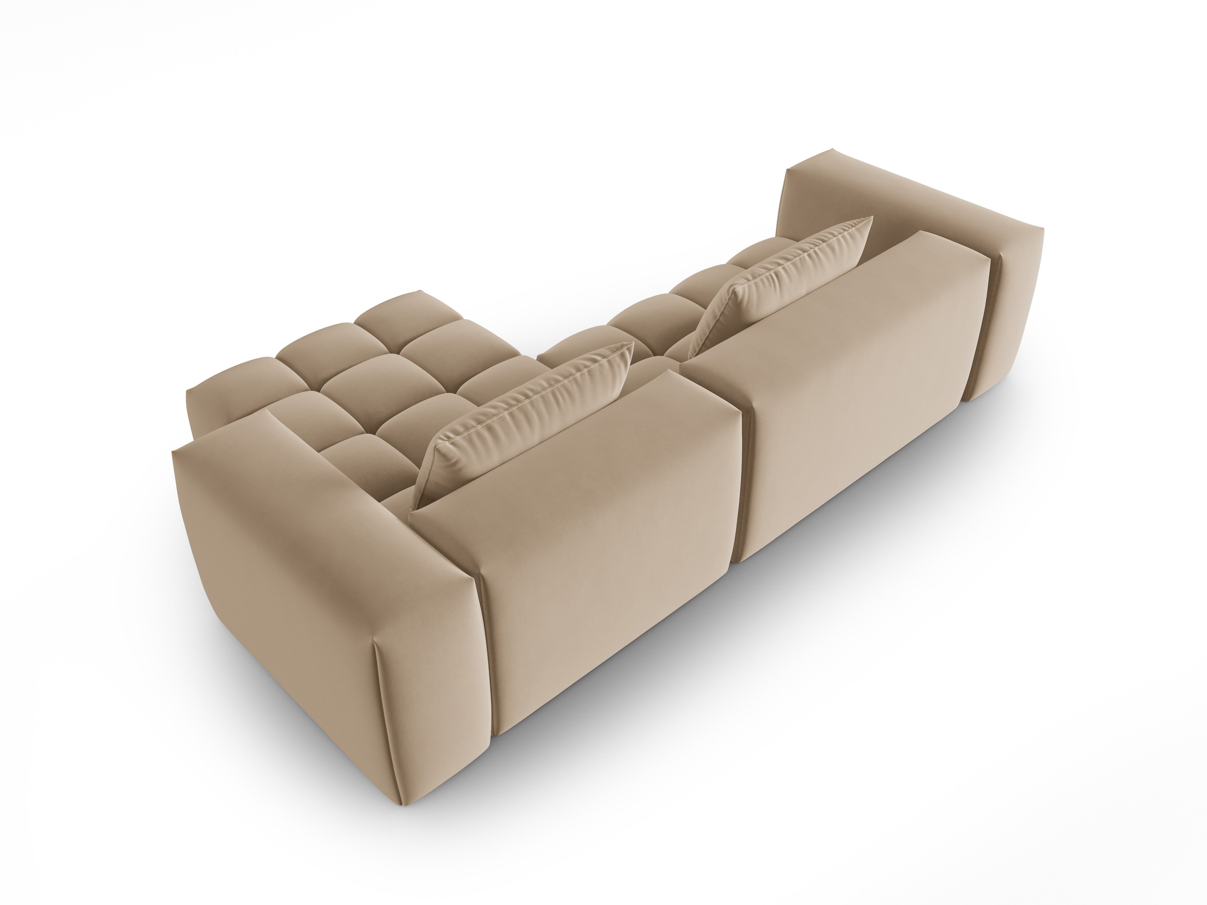 Narożnik aksamitny 3-osobowy prawostronny VERONA piaskowy – Cosmopolitan Design