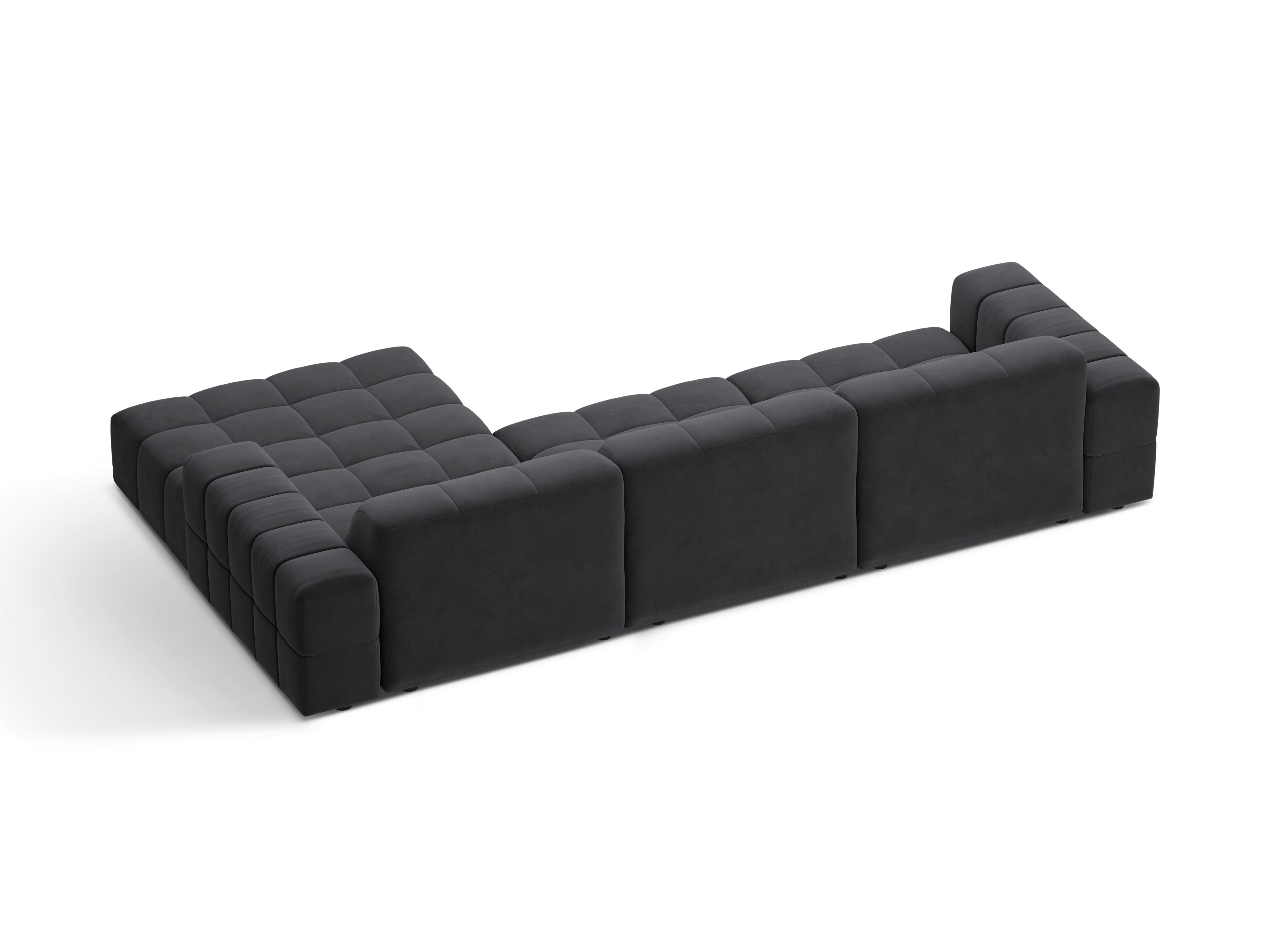 Narożnik prawostronny aksamitny 4-osobowy CHICAGO ciemnoszary – sofa narożna