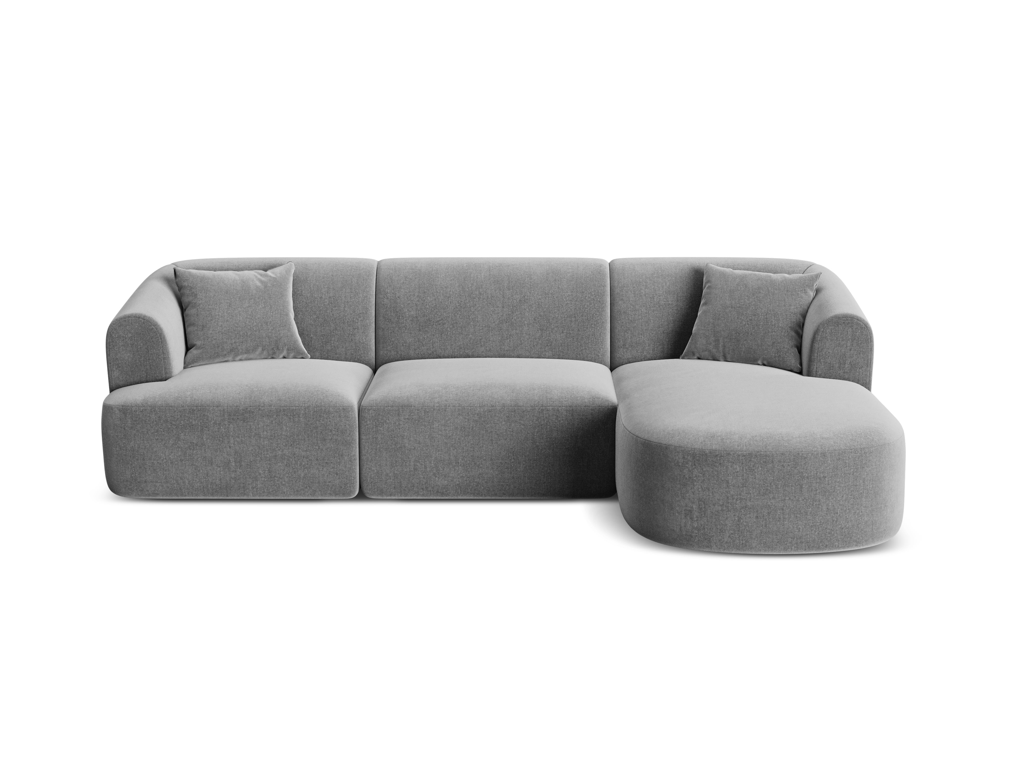 Gray right-facing velvet corner sofa for 4 people CAMPI
