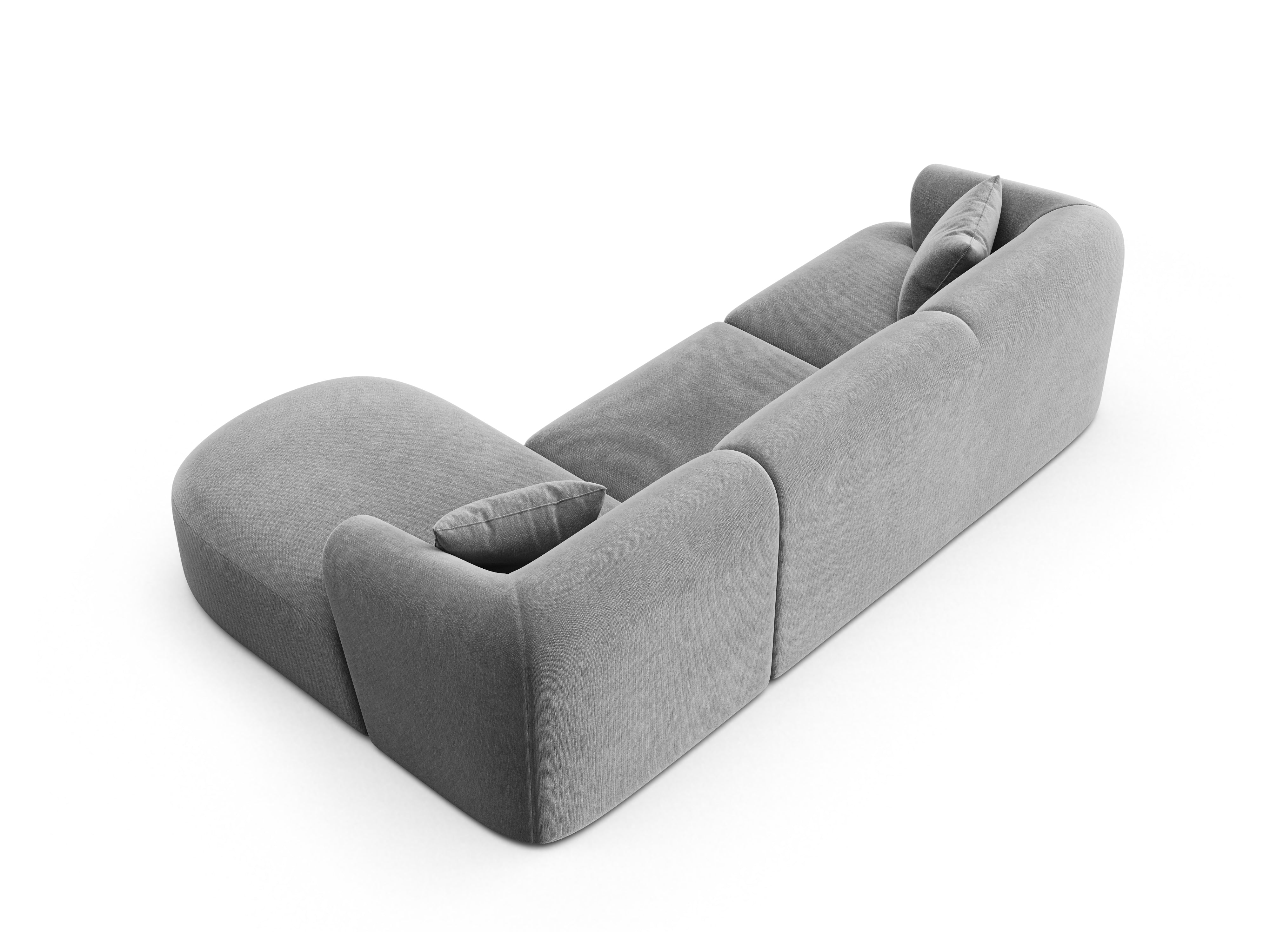 Gray right-facing velvet corner sofa for 4 people CAMPI