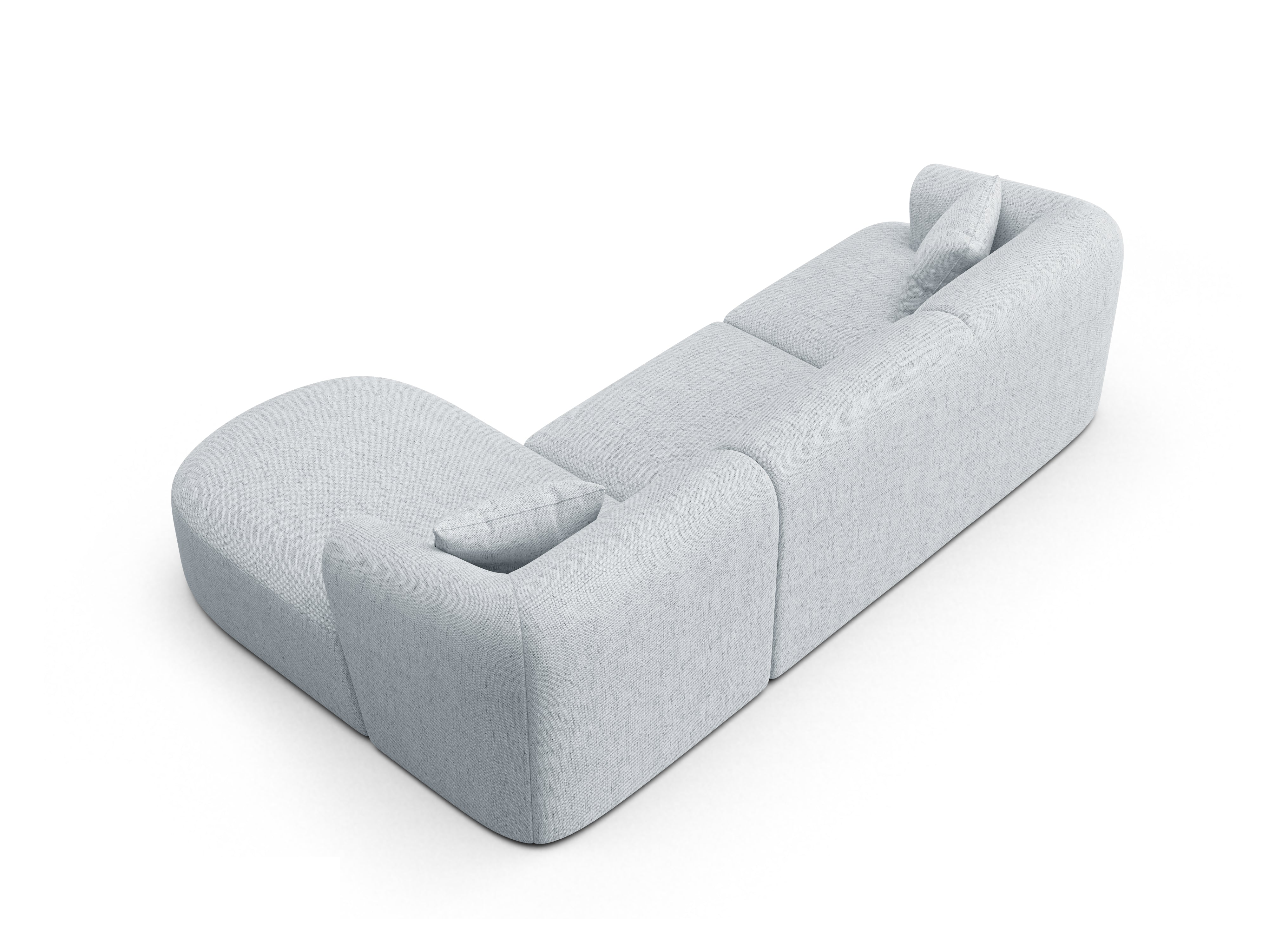 Right-facing 4-seater CAMPI light gray chenille corner sofa