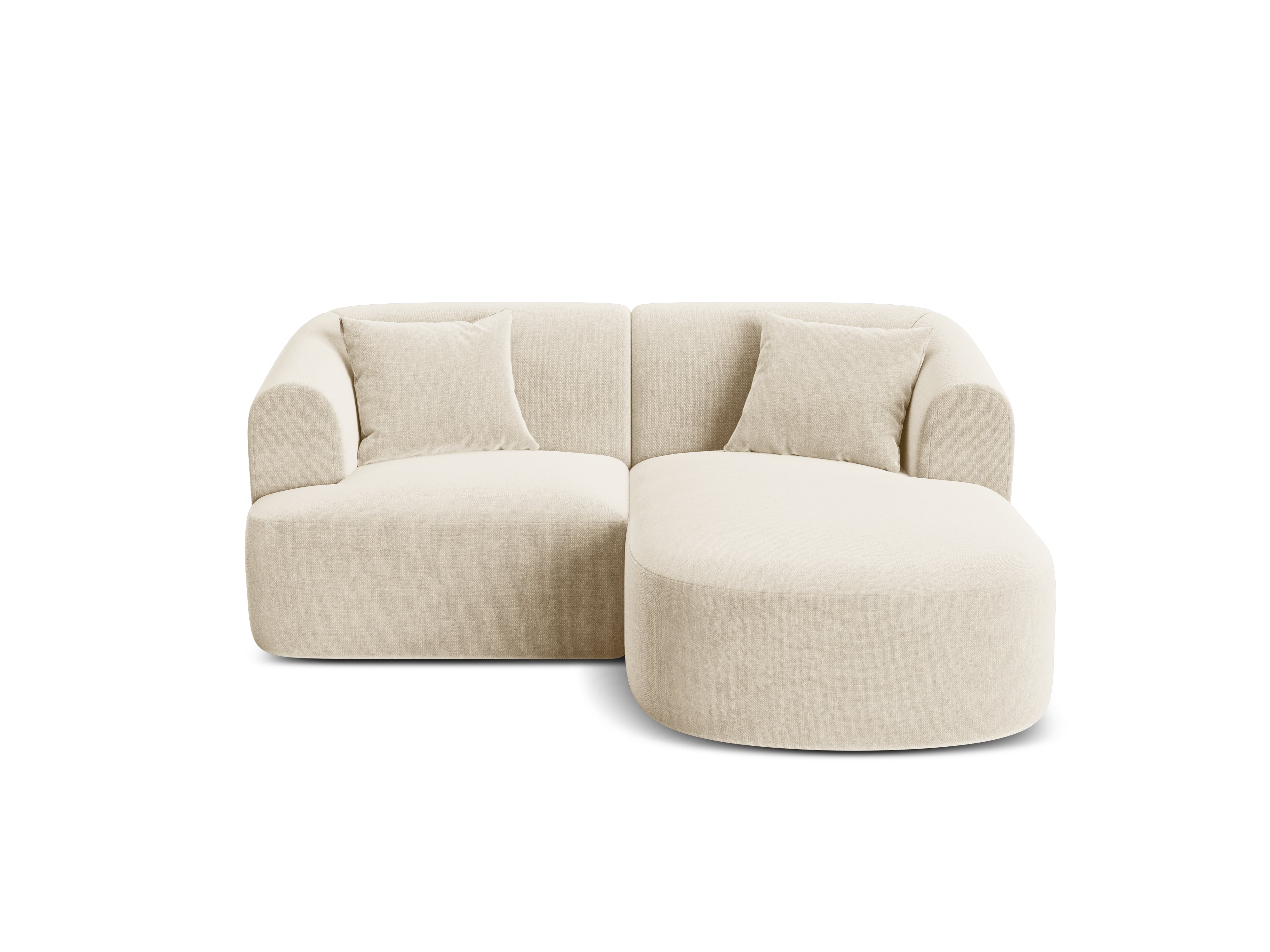 Right-facing velvet corner sofa for 3 people CAMPI light beige