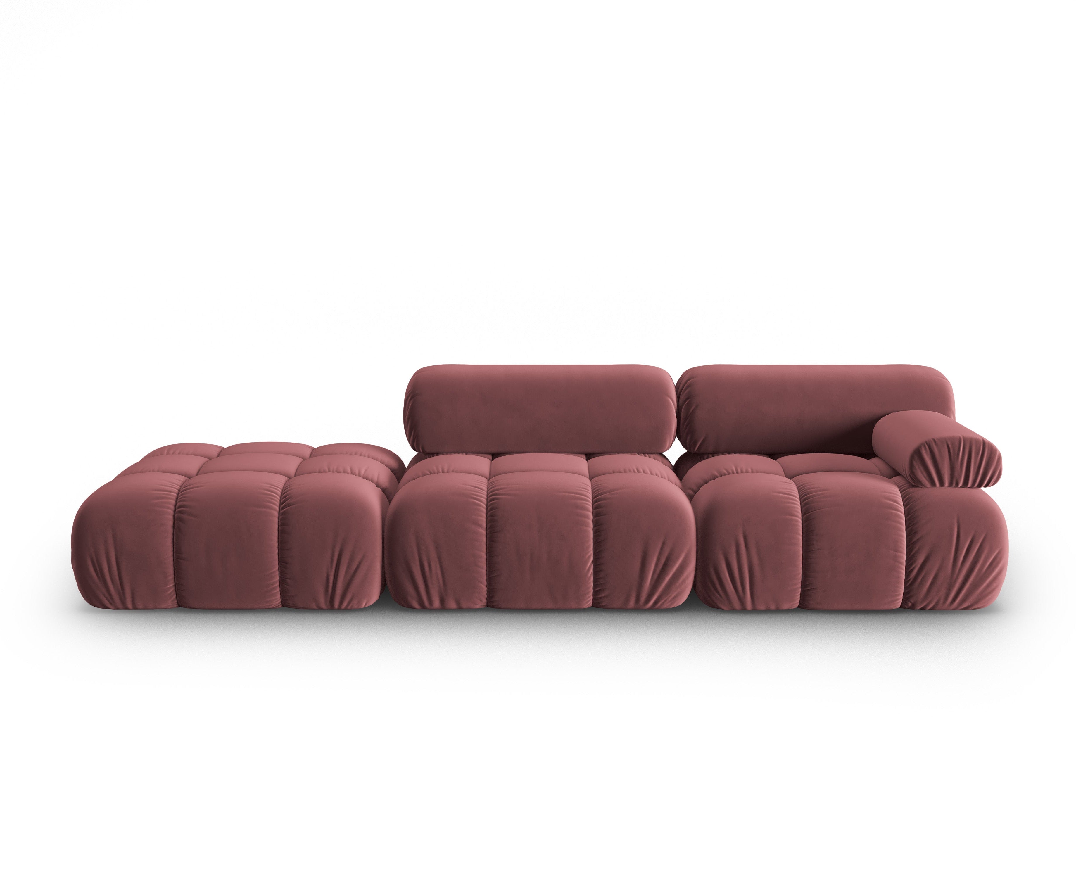 Sofa aksamitná 3-místná otevřená levostranná CORTINA růžová