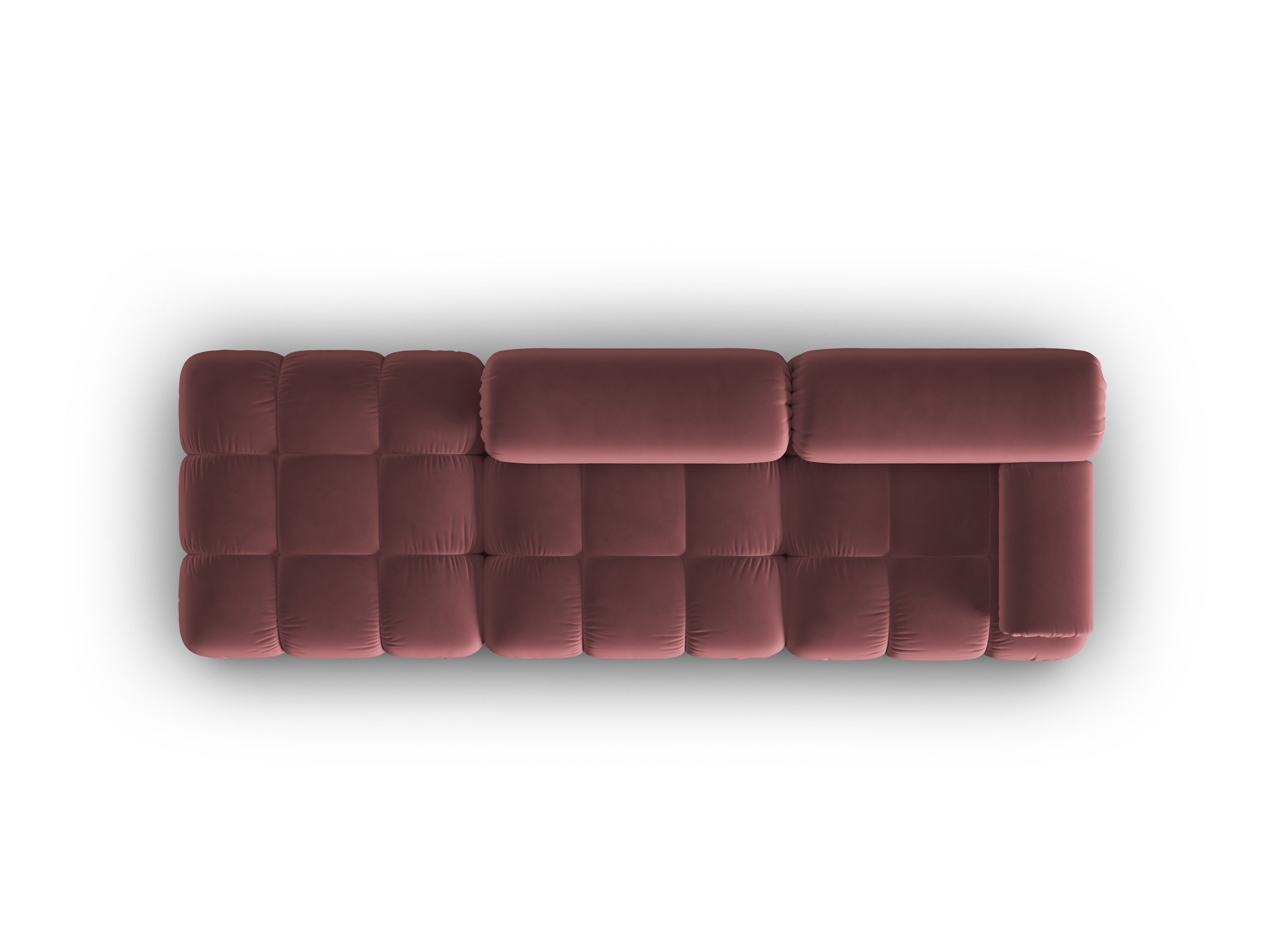 Sofa aksamitná 3-místná otevřená levostranná CORTINA růžová