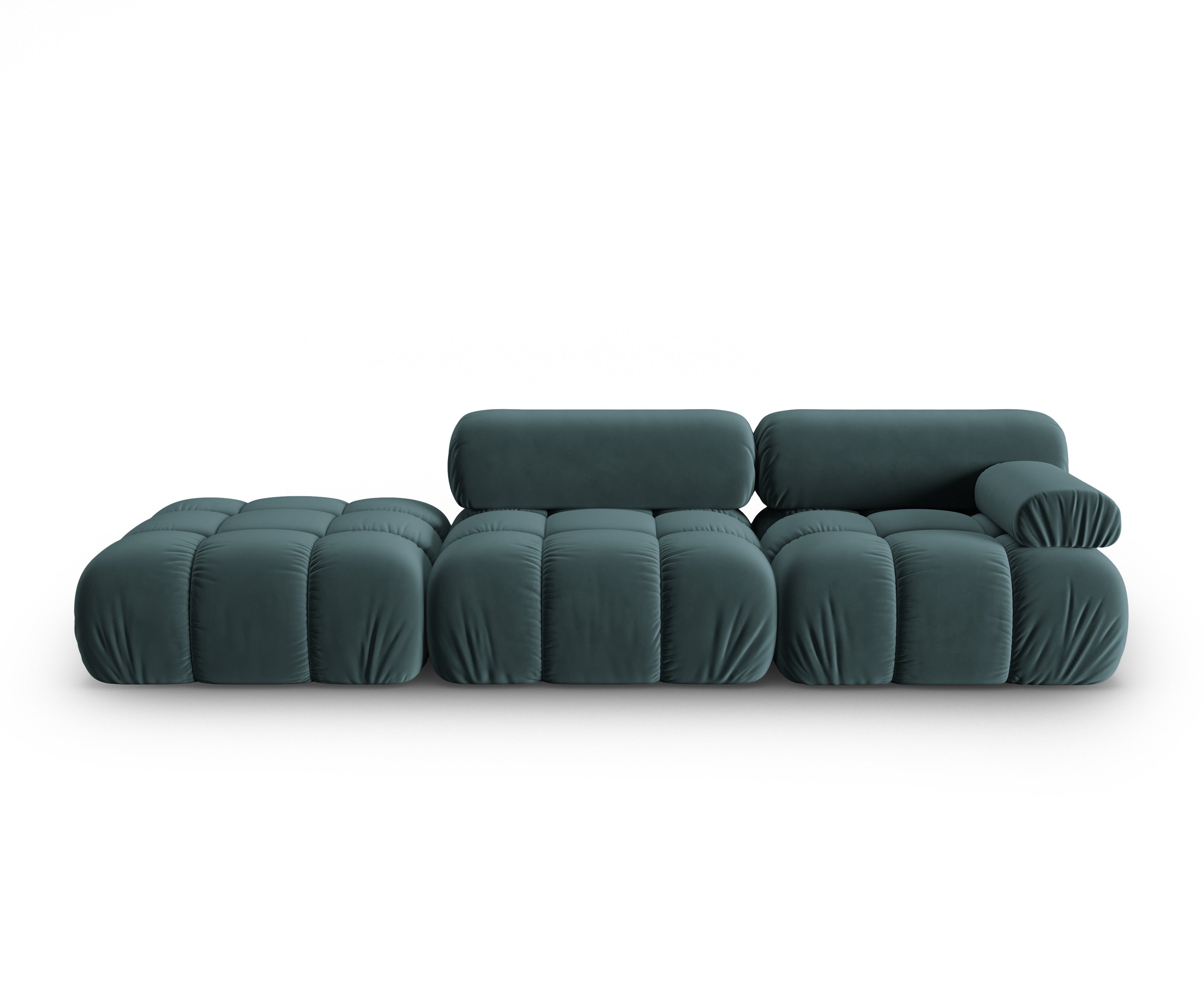 Sofa aksamitná 3-místná otevřená levostranná CORTINA tyrkysová