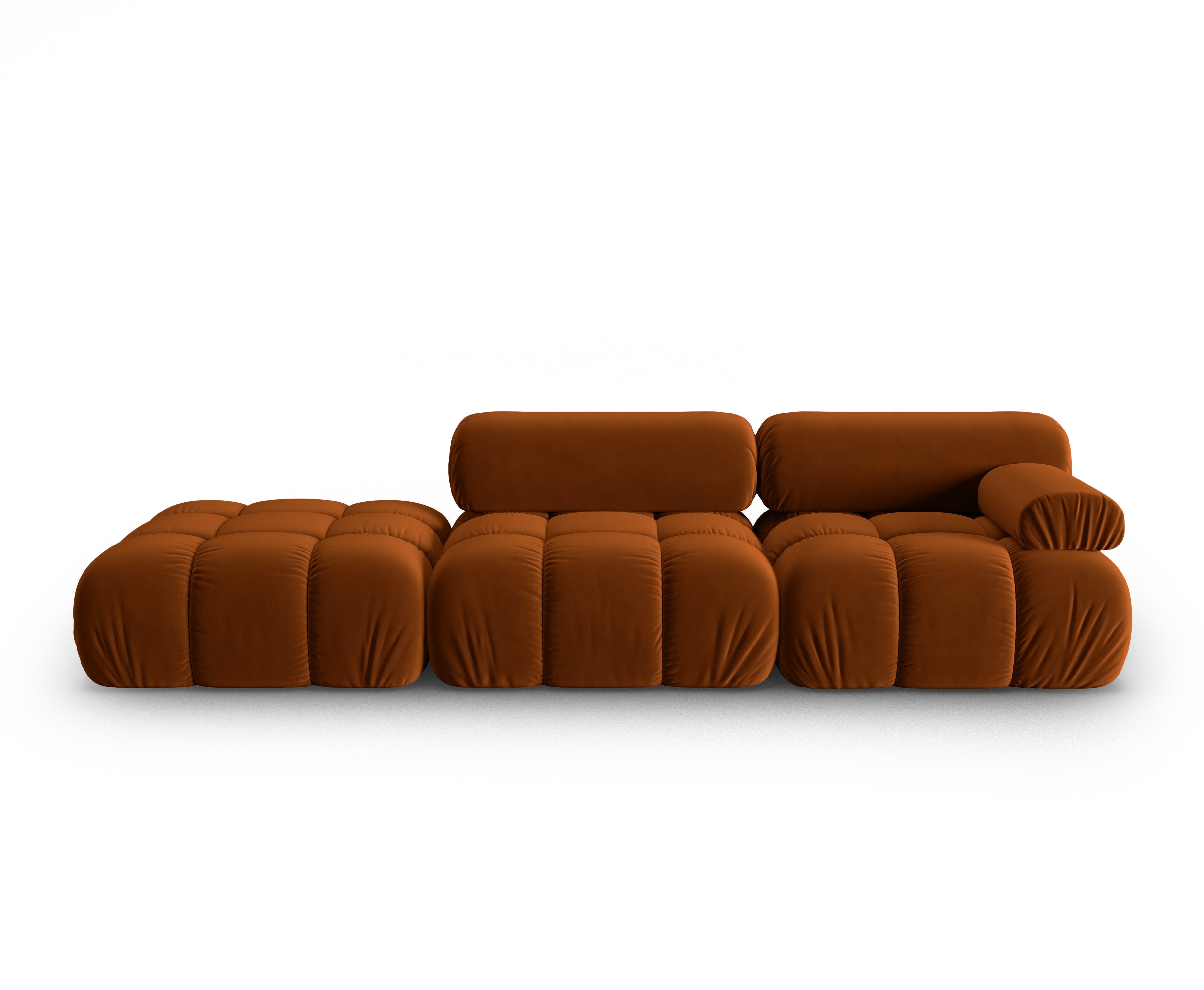 Sofa sametová 3-místná otevřená levostranná CORTINA terakota