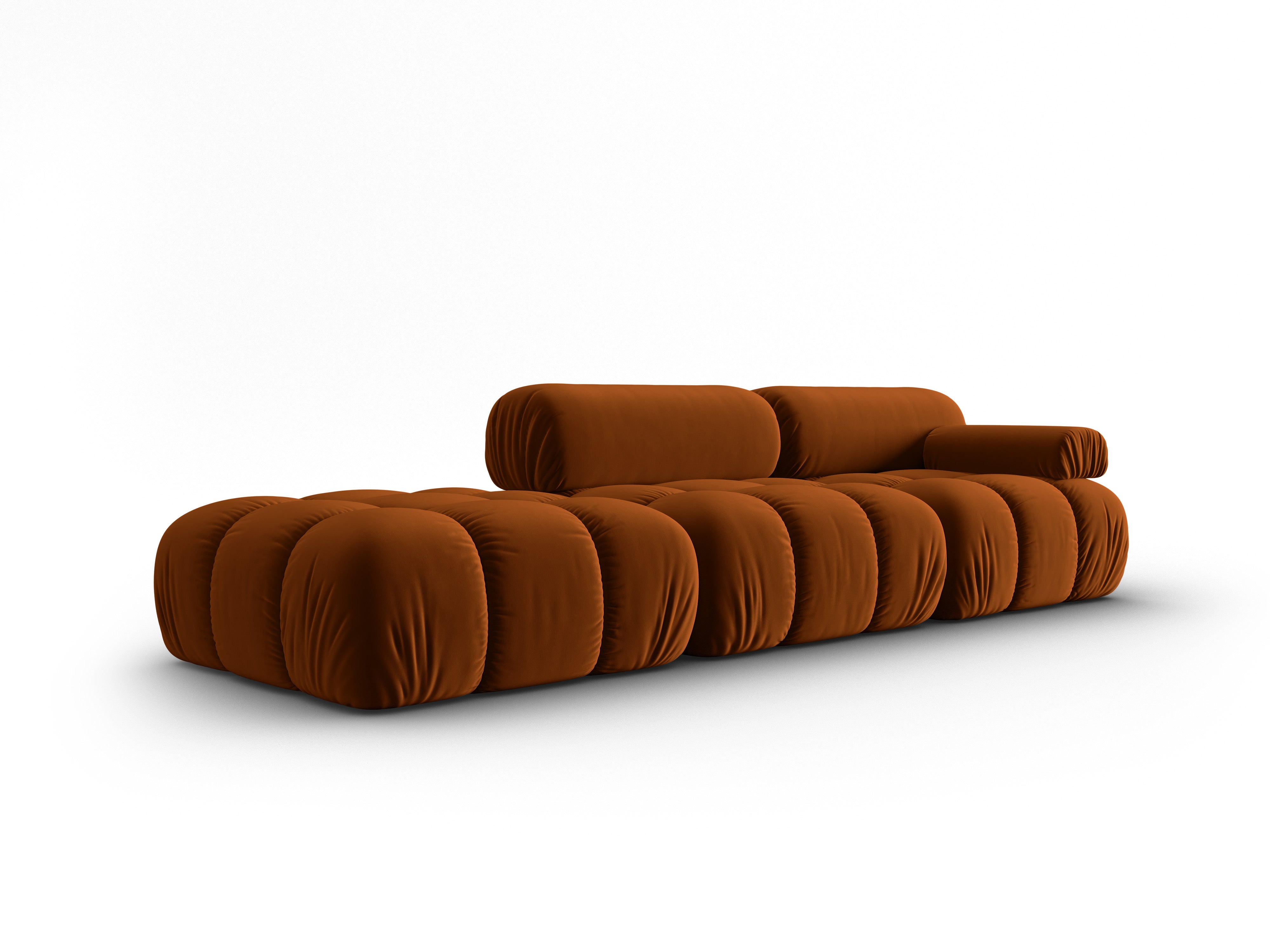 Sofa sametová 3-místná otevřená levostranná CORTINA terakota