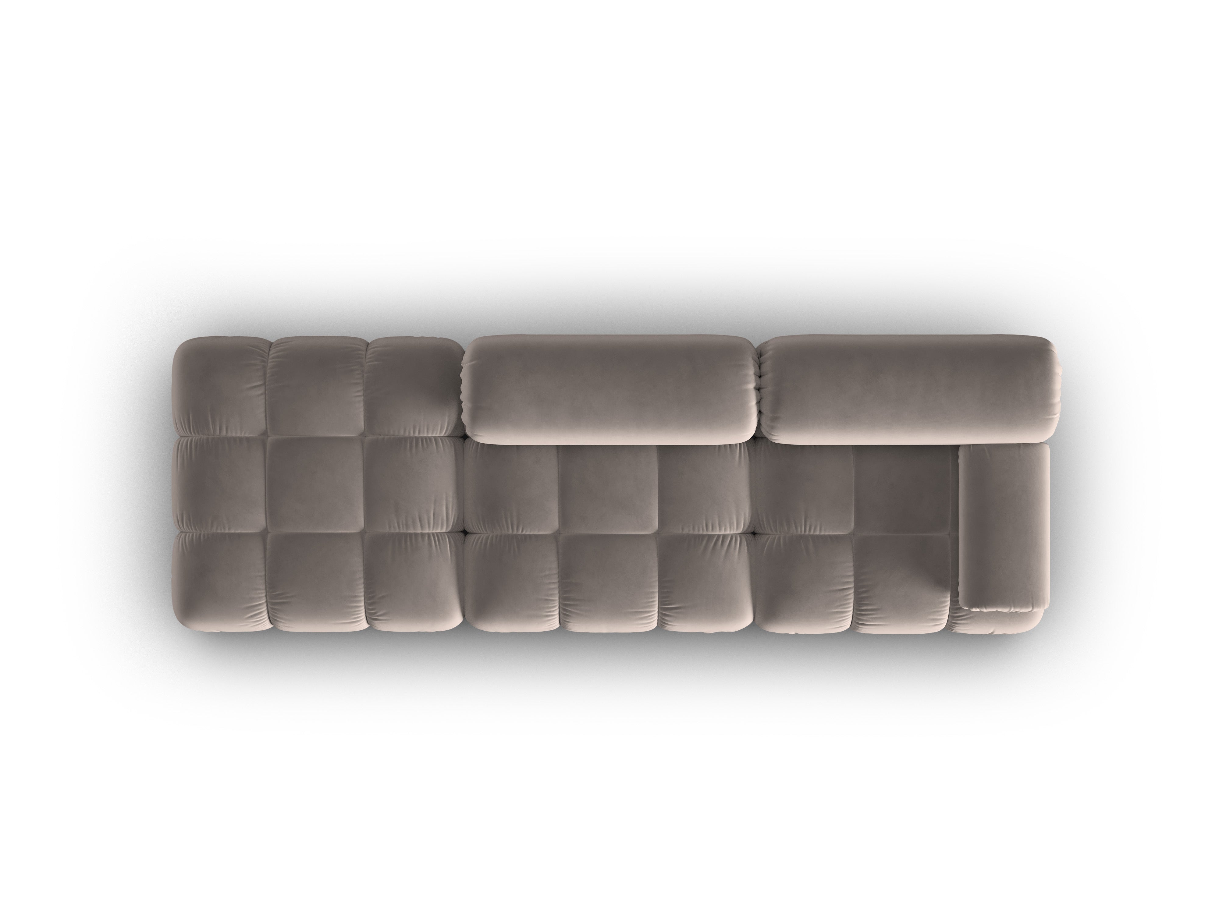 Sofa sametová 3-místná otevřená levostranná CORTINA cappuccino