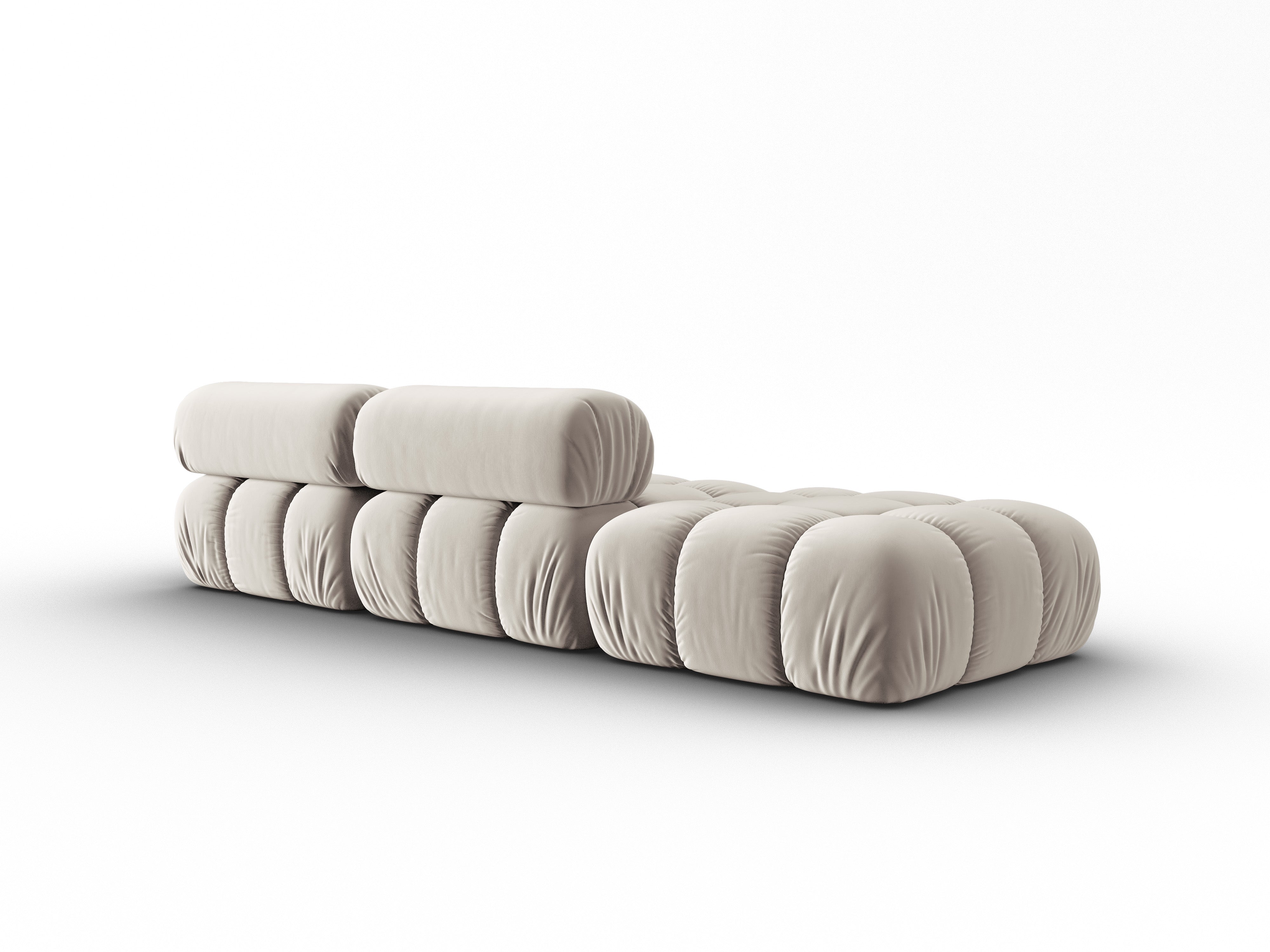Sofa z aksamitného materiálu, 3-osobová, otevřená, levostranná, CORTINA, béžová.