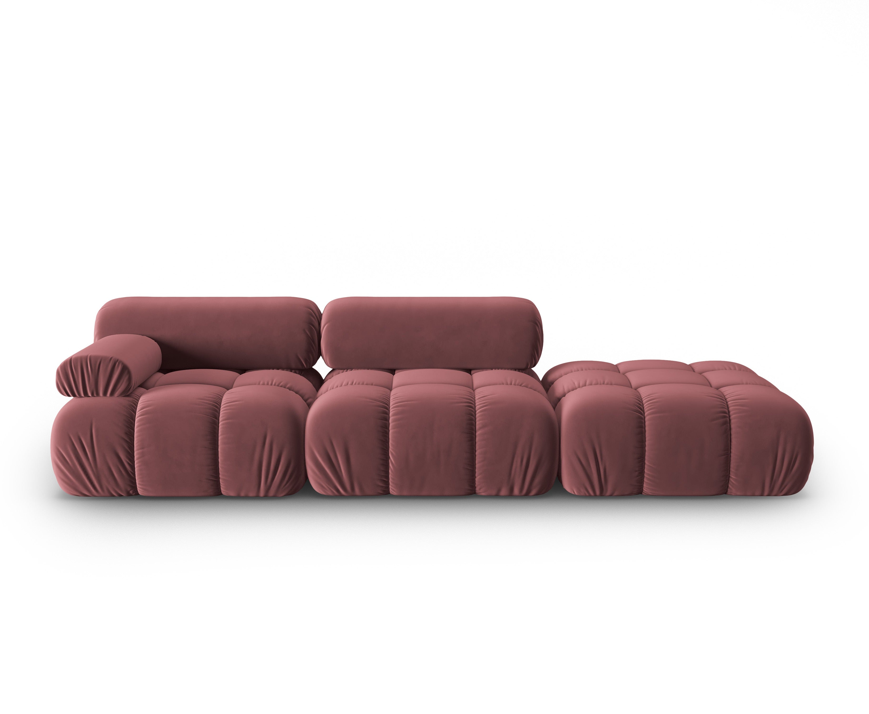 Sofa z aksamitného materiálu, 3-osobová, otevřená, pravostranná, CORTINA, růžová.