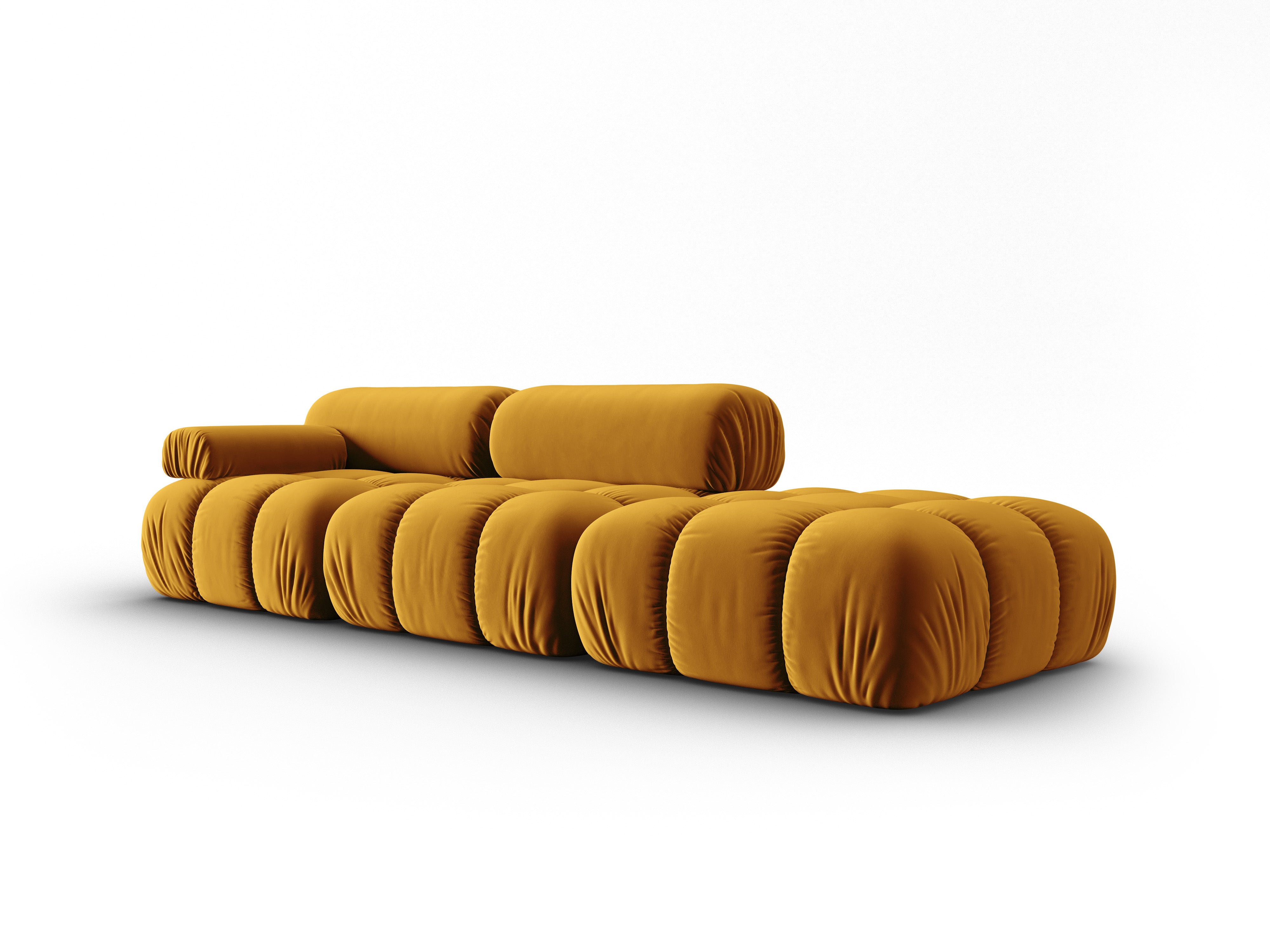 Sofa sametová 3-místná otevřená pravostranná CORTINA žlutá
