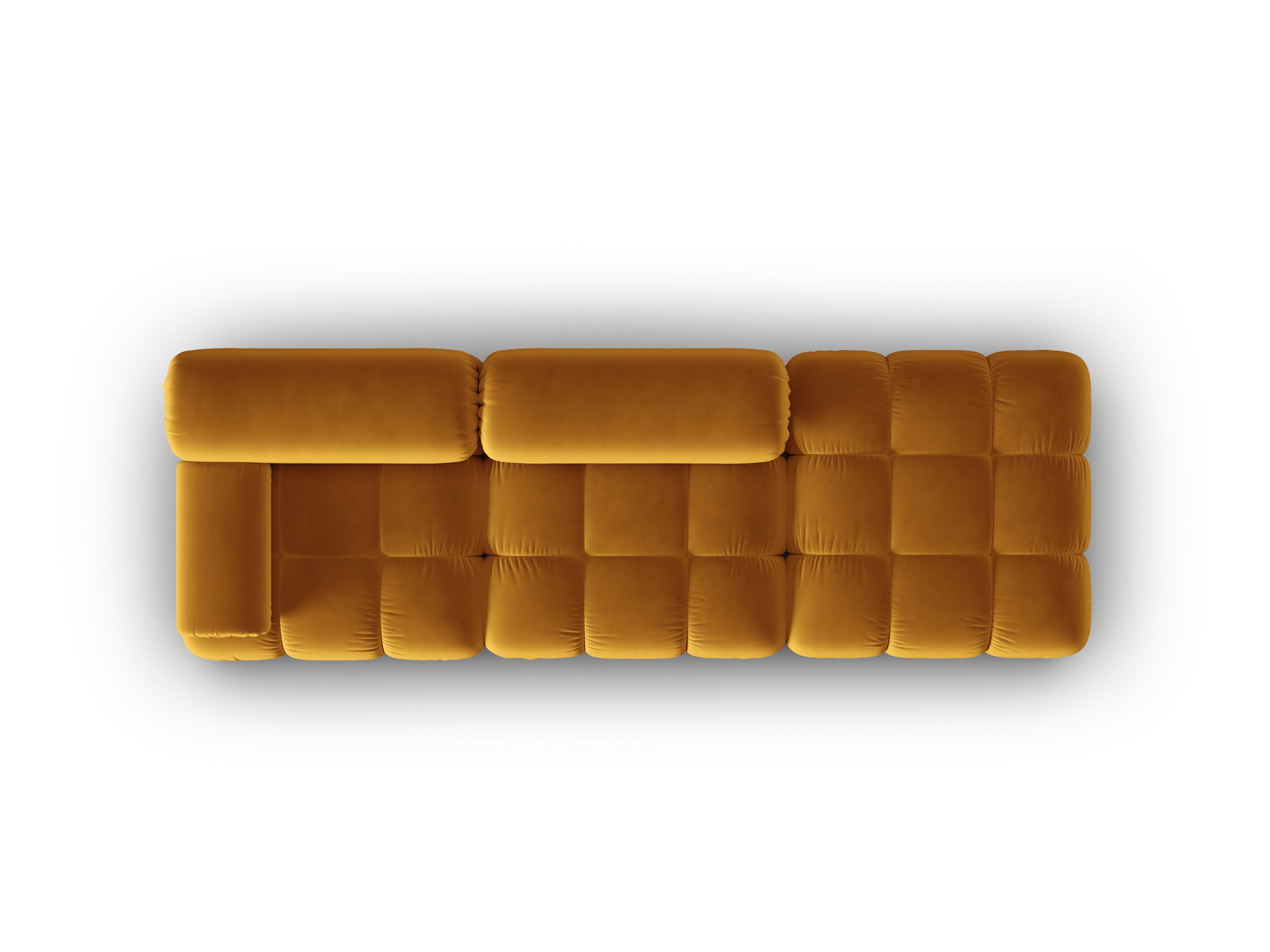 Sofa sametová 3-místná otevřená pravostranná CORTINA žlutá