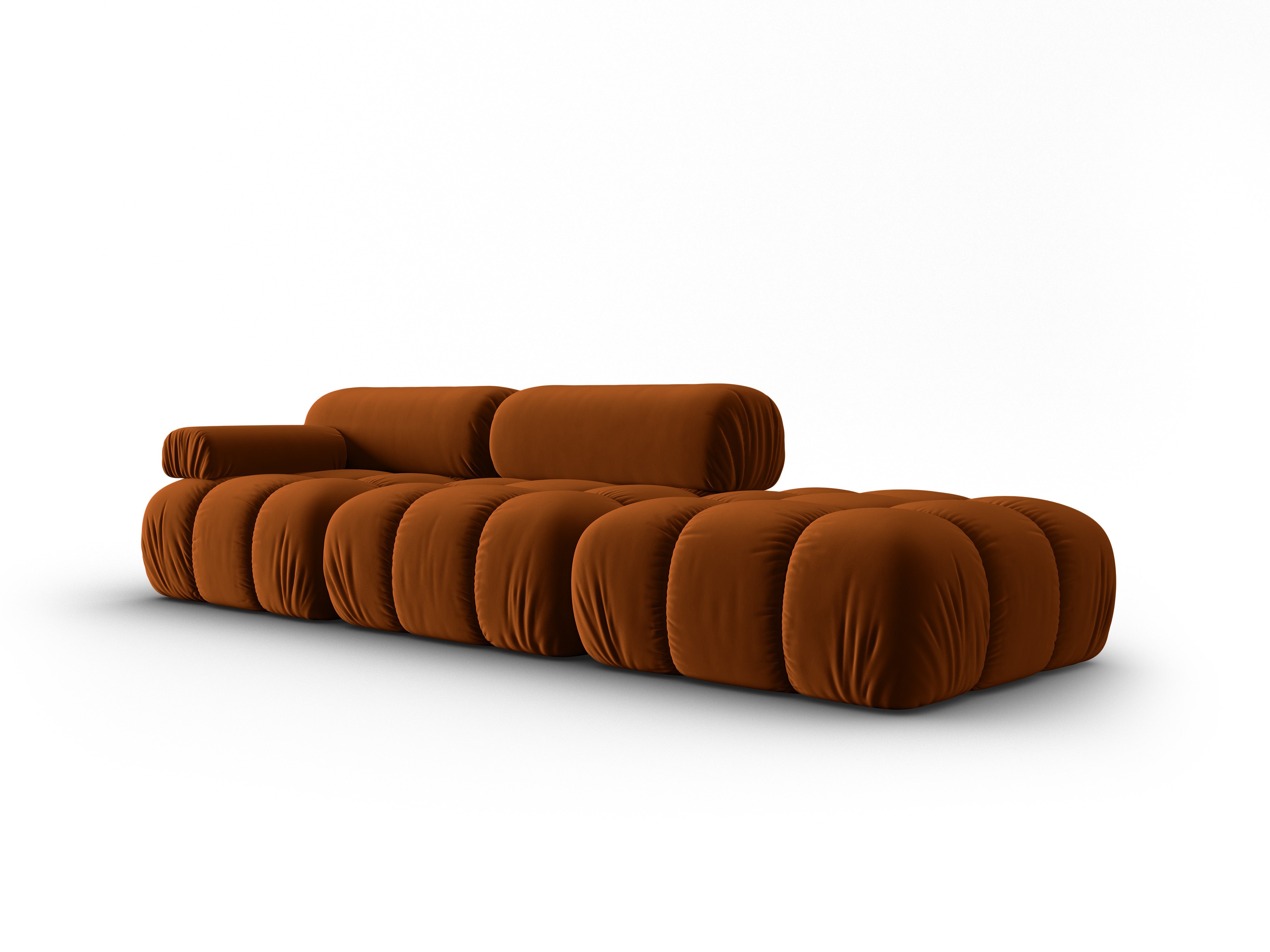 Sofa sametová 3-místná otevřená pravostranná CORTINA terakota