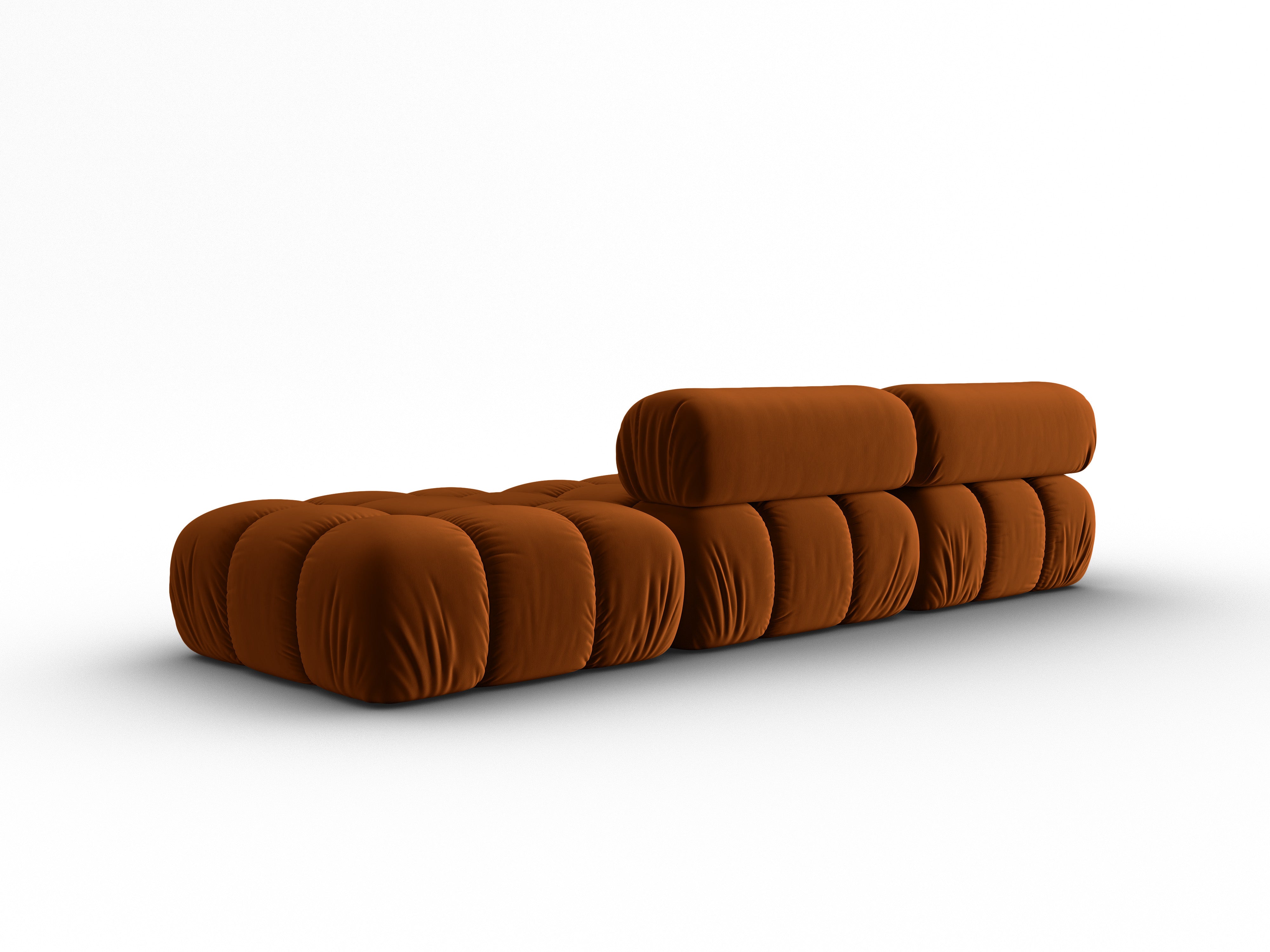 Sofa sametová 3-místná otevřená pravostranná CORTINA terakota