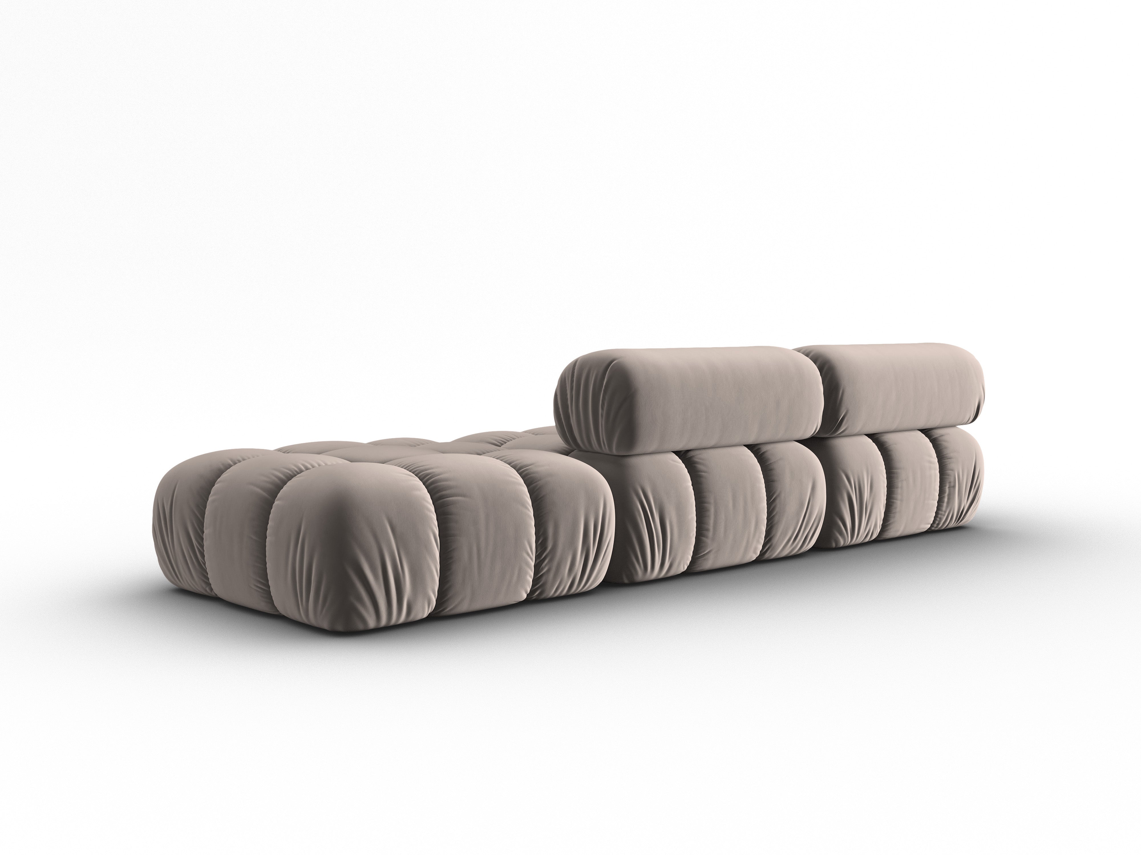 Sofa sametová 3-místná otevřená pravostranná CORTINA cappuccino